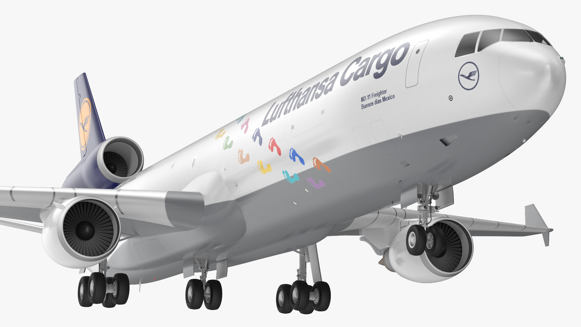 McDonnell Douglas MD11 Tri Jet Airliner Lufthansa Cargo Rigged 3D