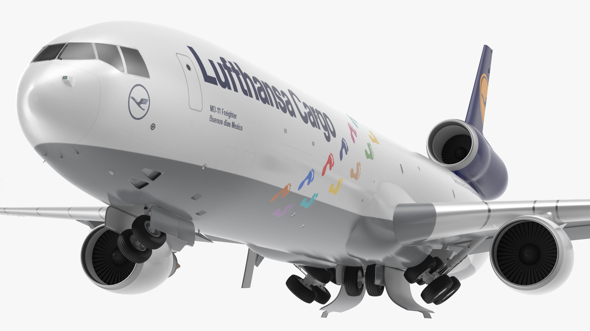 McDonnell Douglas MD11 Tri Jet Airliner Lufthansa Cargo Rigged 3D