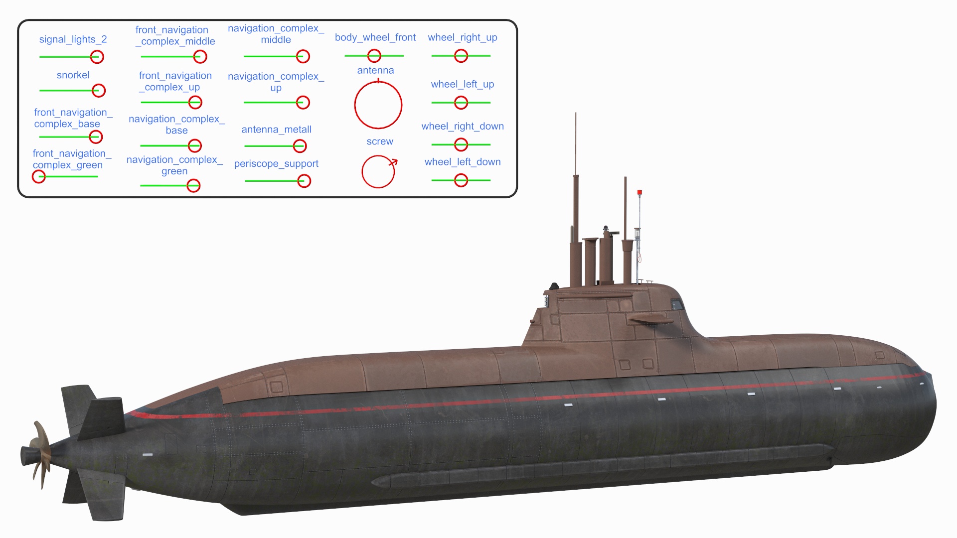 3D model Submarine HDW Class 212A Dry Rigged