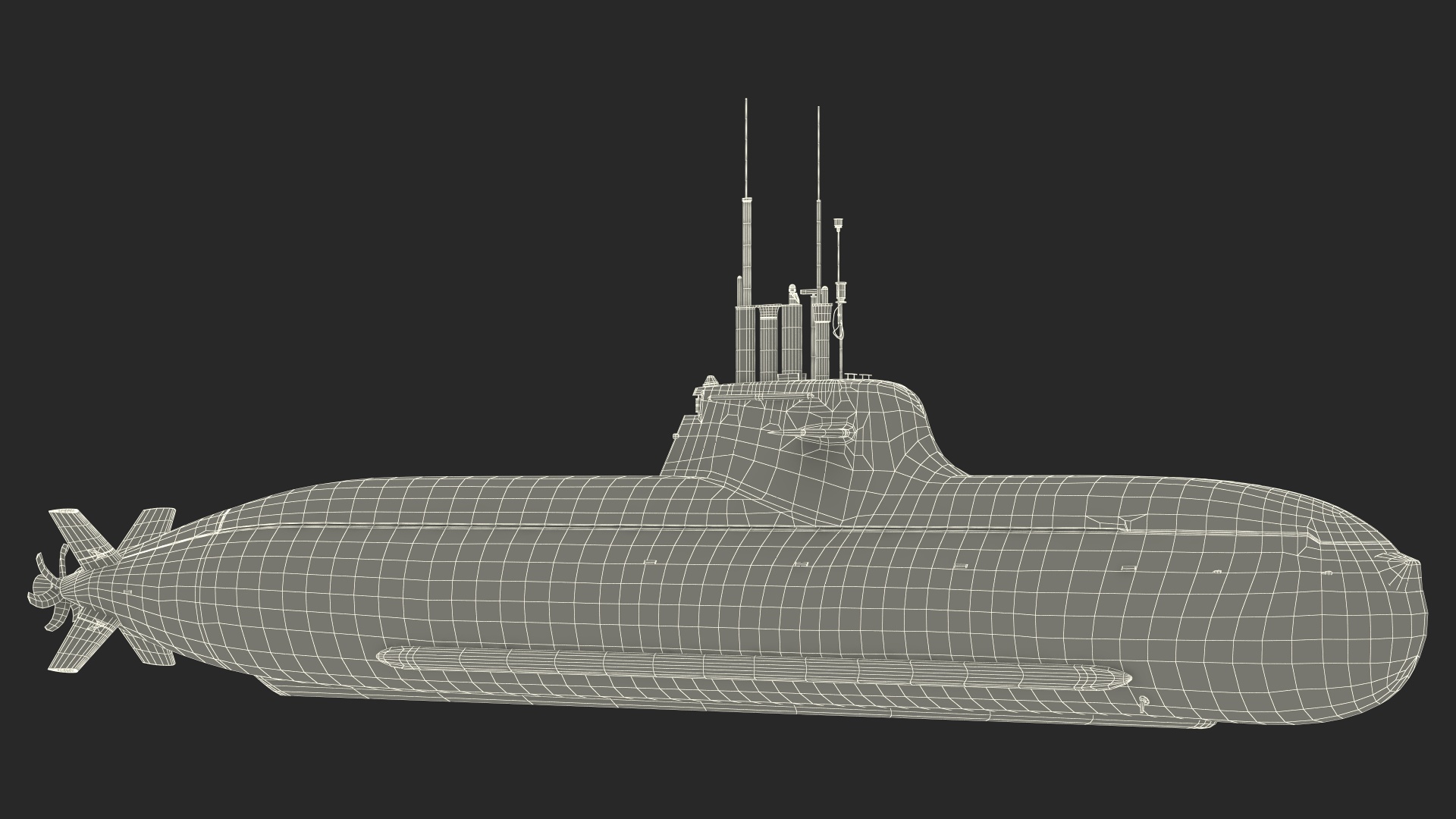 3D model Submarine HDW Class 212A Dry Rigged
