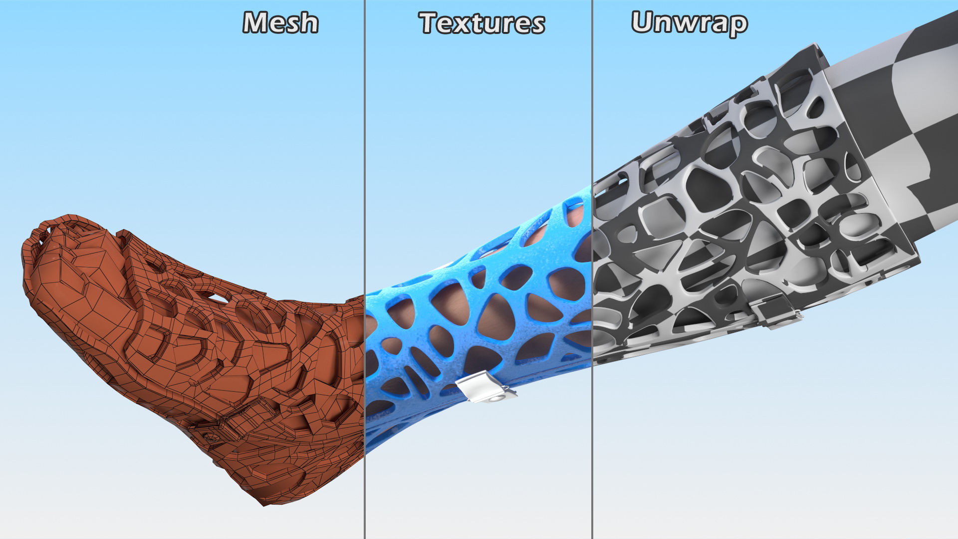 3D 3D-Printed Orthopedic Cast On Leg model