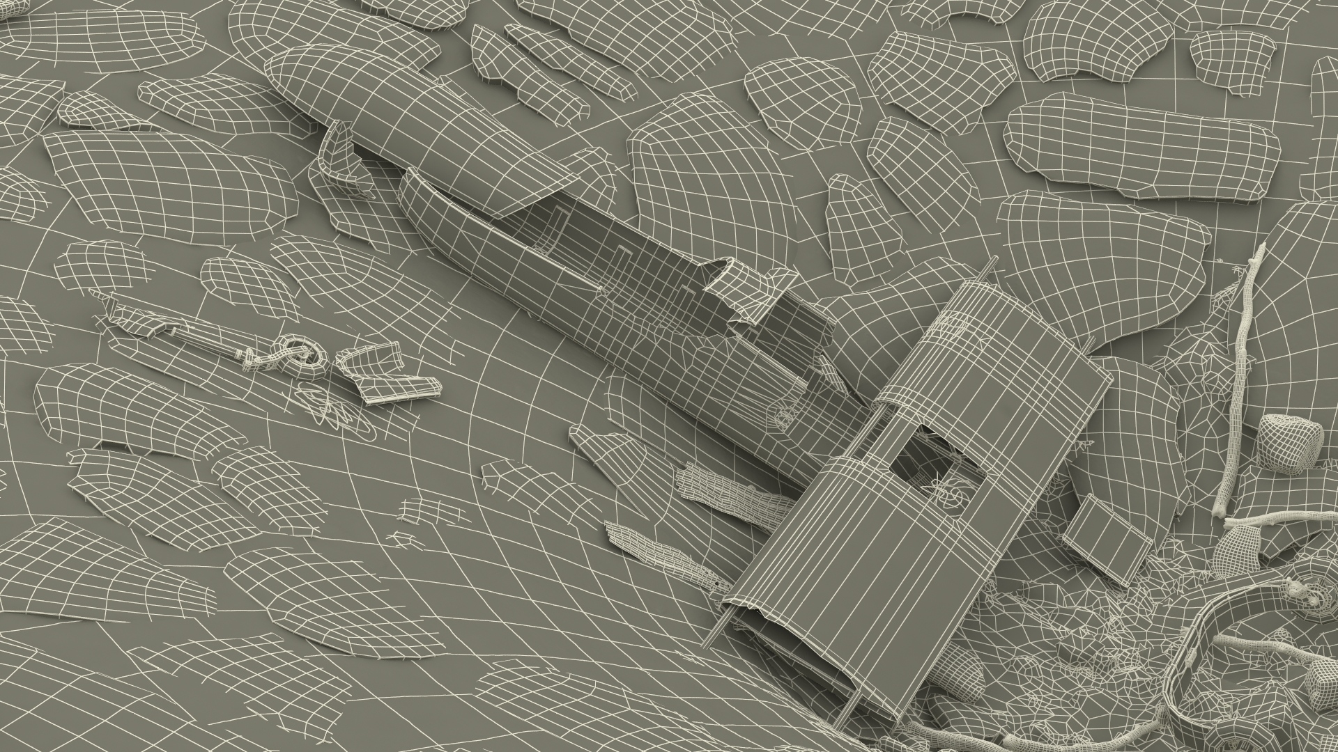 3D Crashed Drone in Cracked Ground