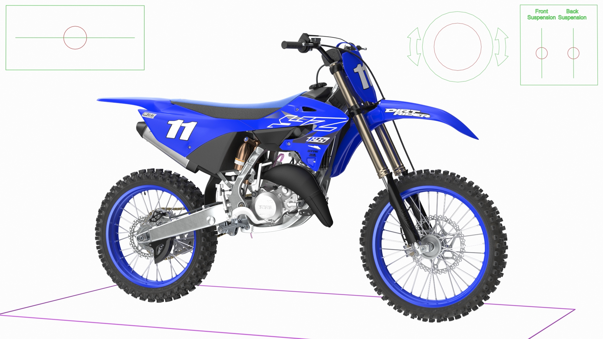 Yamaha YZ125 2022 Rigged 3D model