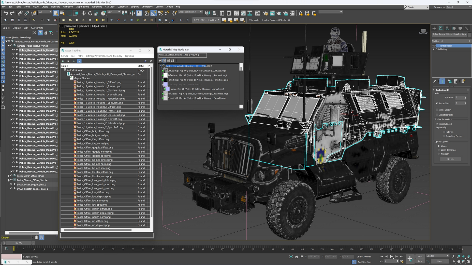 3D Armored Police Rescue Vehicle with Driver and Shooter model