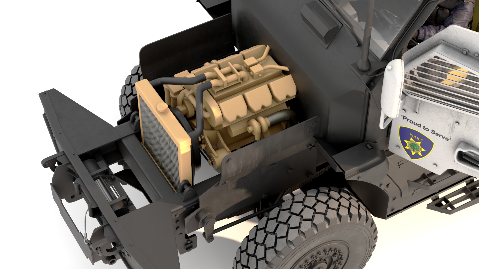 3D Armored Police Rescue Vehicle with Driver and Shooter model