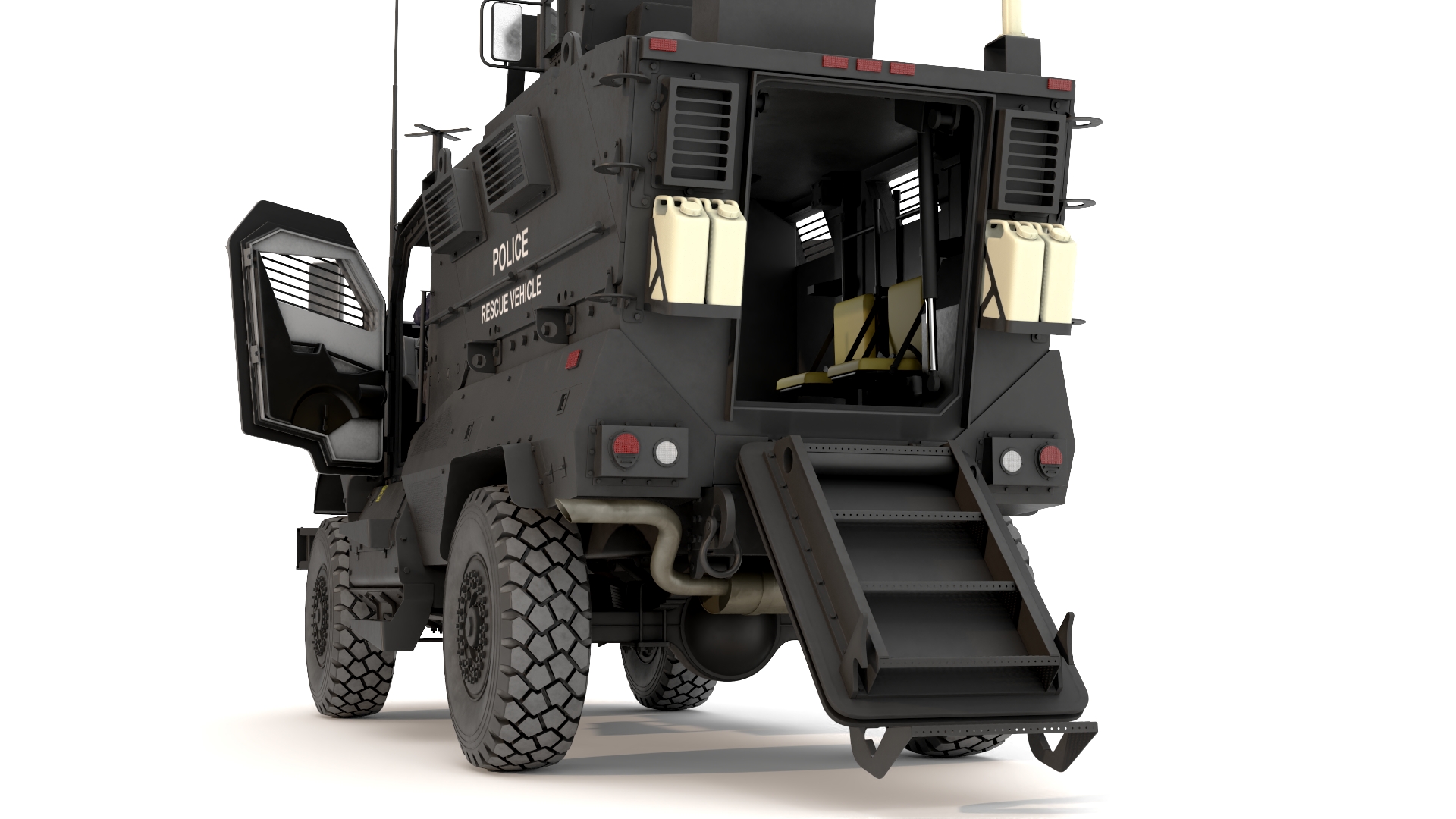 3D Armored Police Rescue Vehicle with Driver and Shooter model