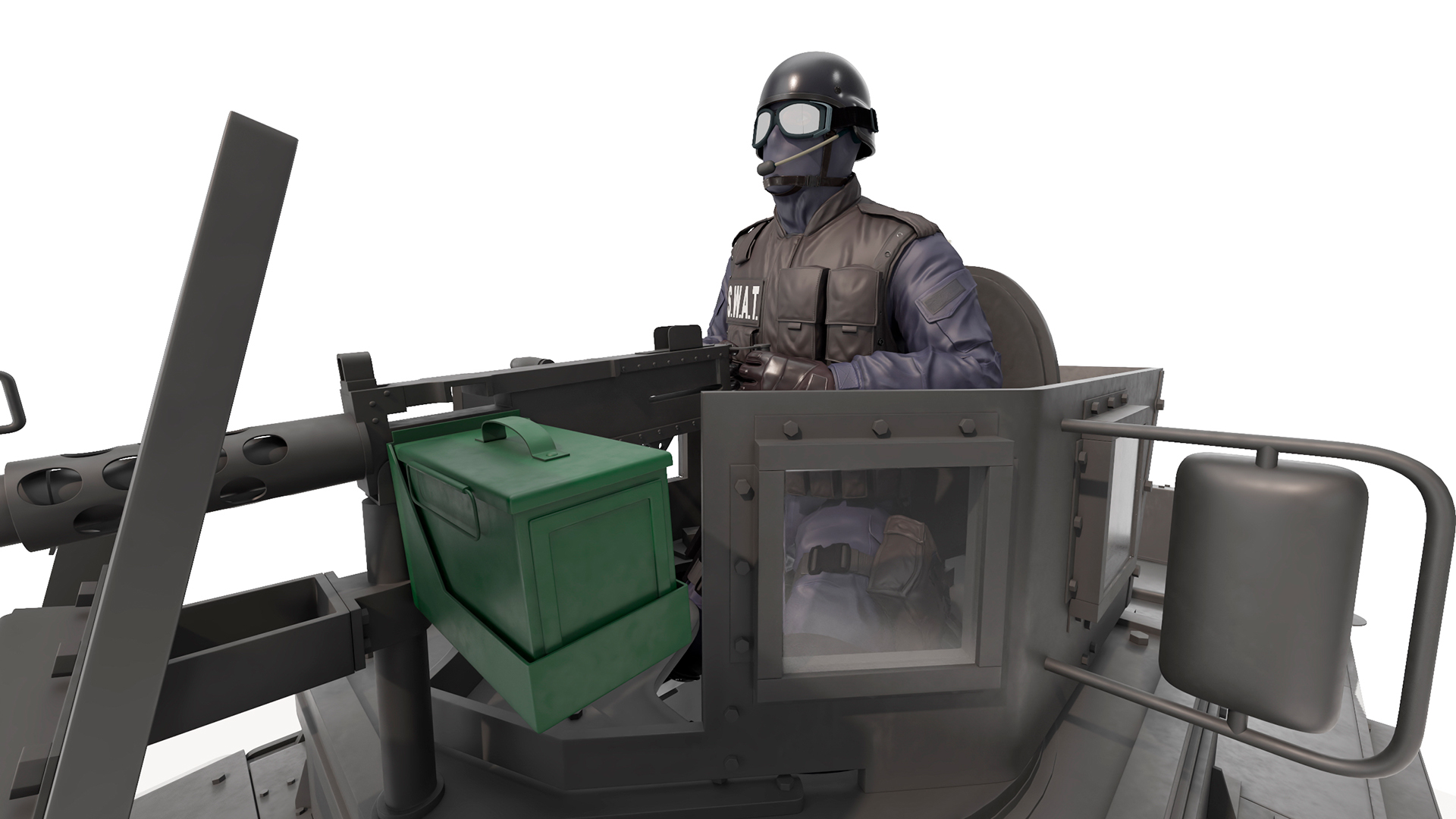 3D Armored Police Rescue Vehicle with Driver and Shooter model