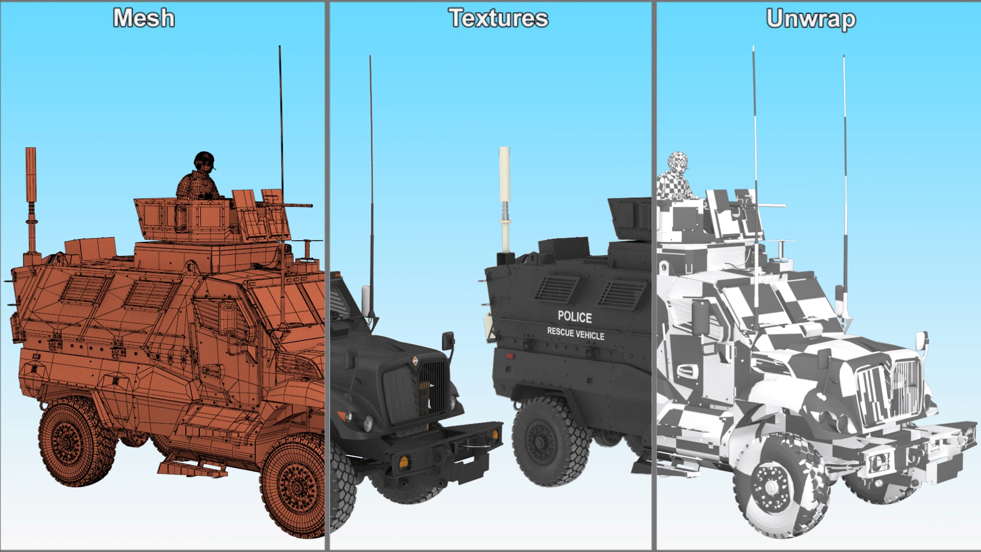 3D Armored Police Rescue Vehicle with Driver and Shooter model