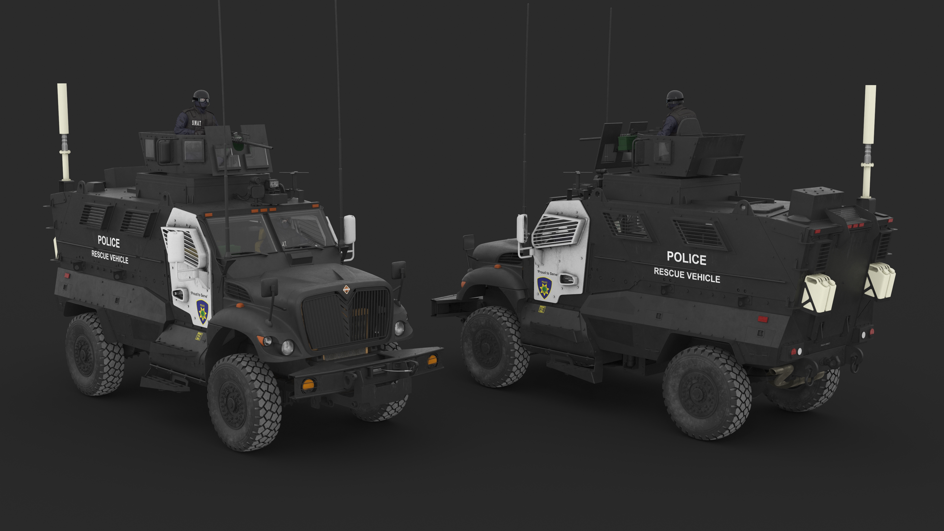 3D Armored Police Rescue Vehicle with Driver and Shooter model