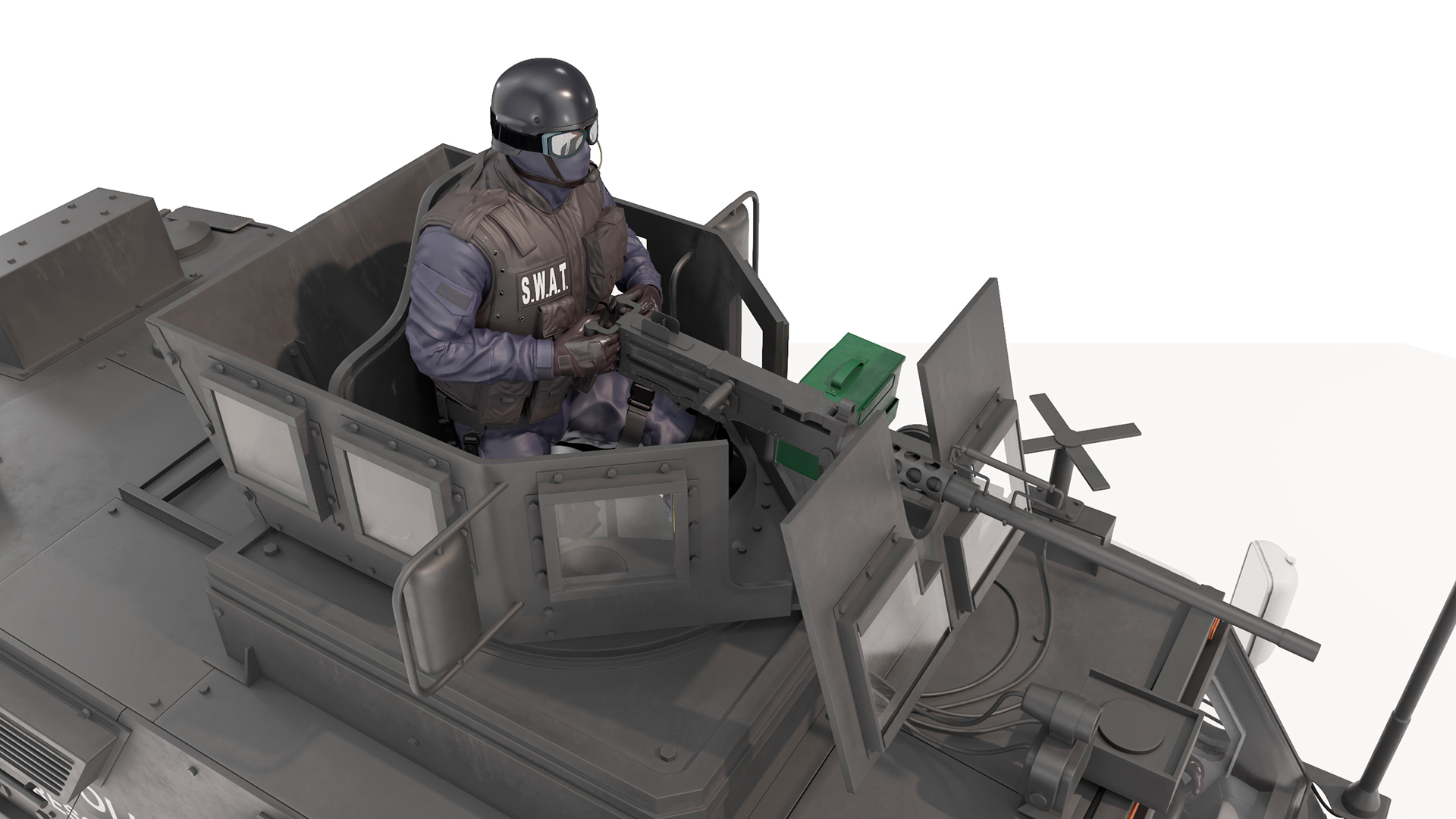 3D Armored Police Rescue Vehicle with Driver and Shooter model