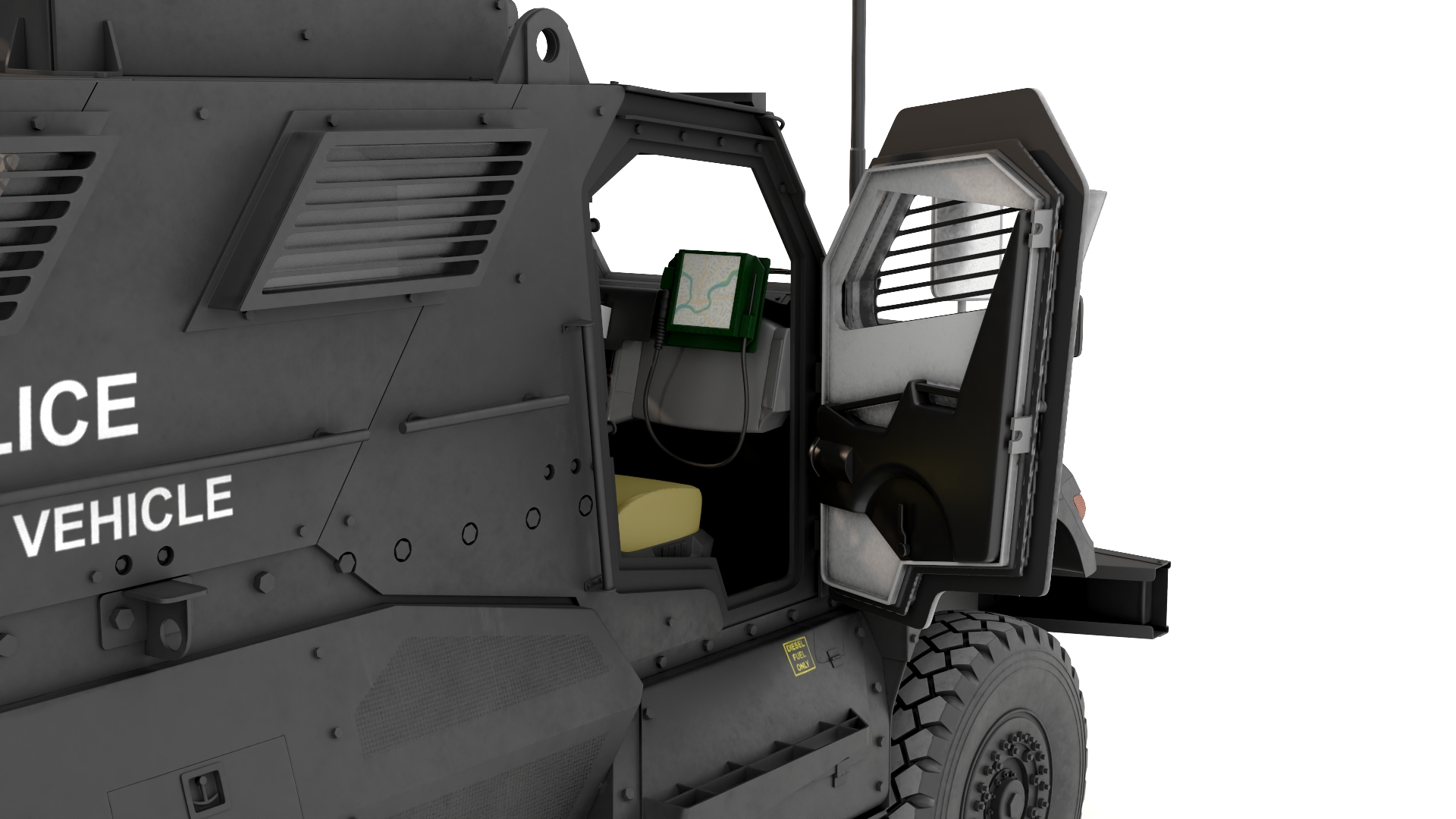 3D Armored Police Rescue Vehicle with Driver and Shooter model
