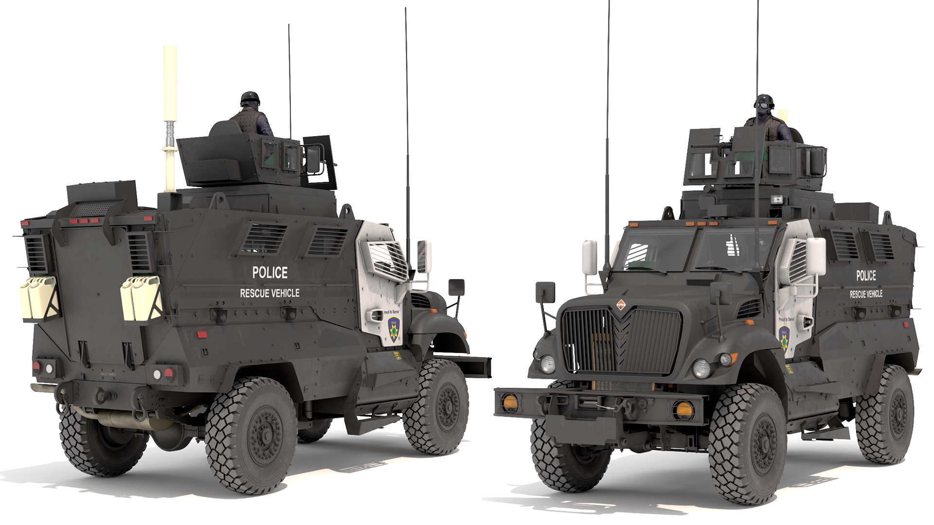 3D Armored Police Rescue Vehicle with Driver and Shooter model