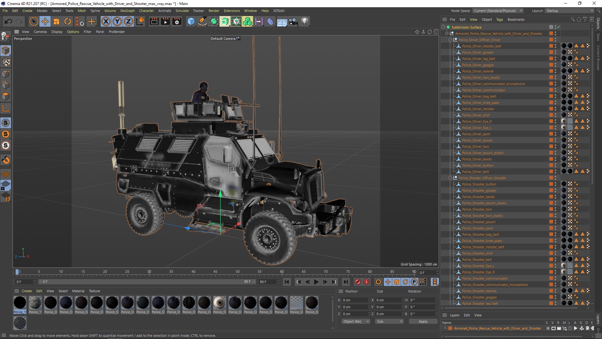 3D Armored Police Rescue Vehicle with Driver and Shooter model