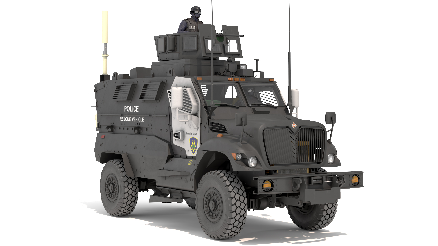3D Armored Police Rescue Vehicle with Driver and Shooter model