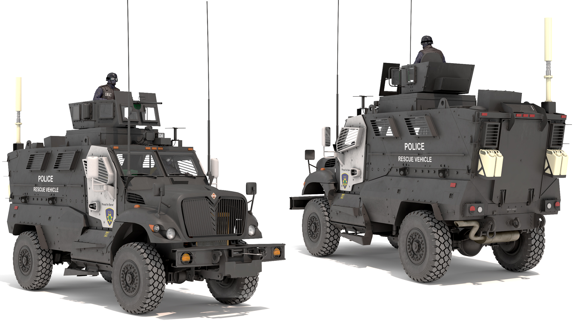3D Armored Police Rescue Vehicle with Driver and Shooter model