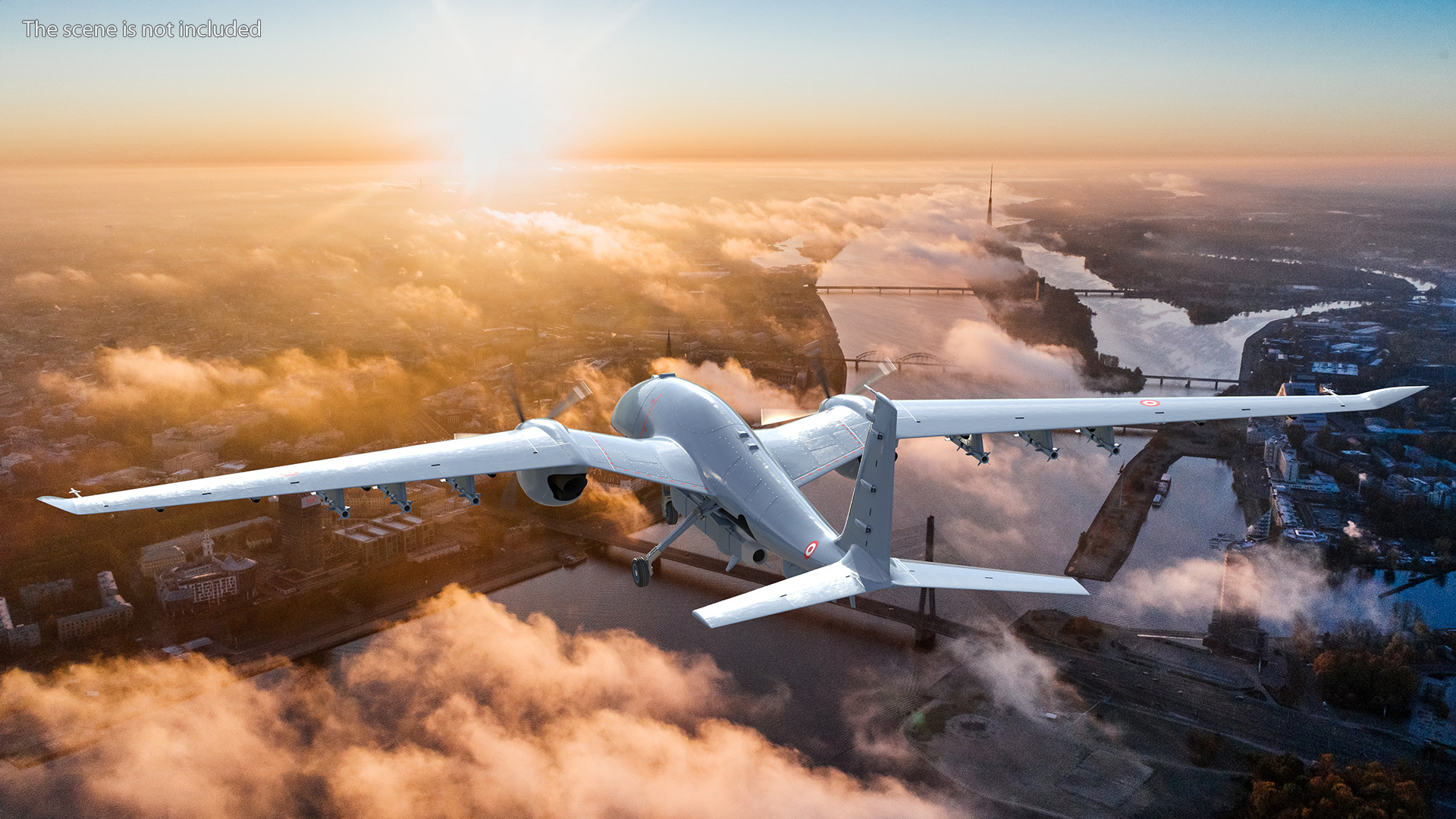 Tactical Aerial Combat Drone Rigged for Cinema 4D 3D model