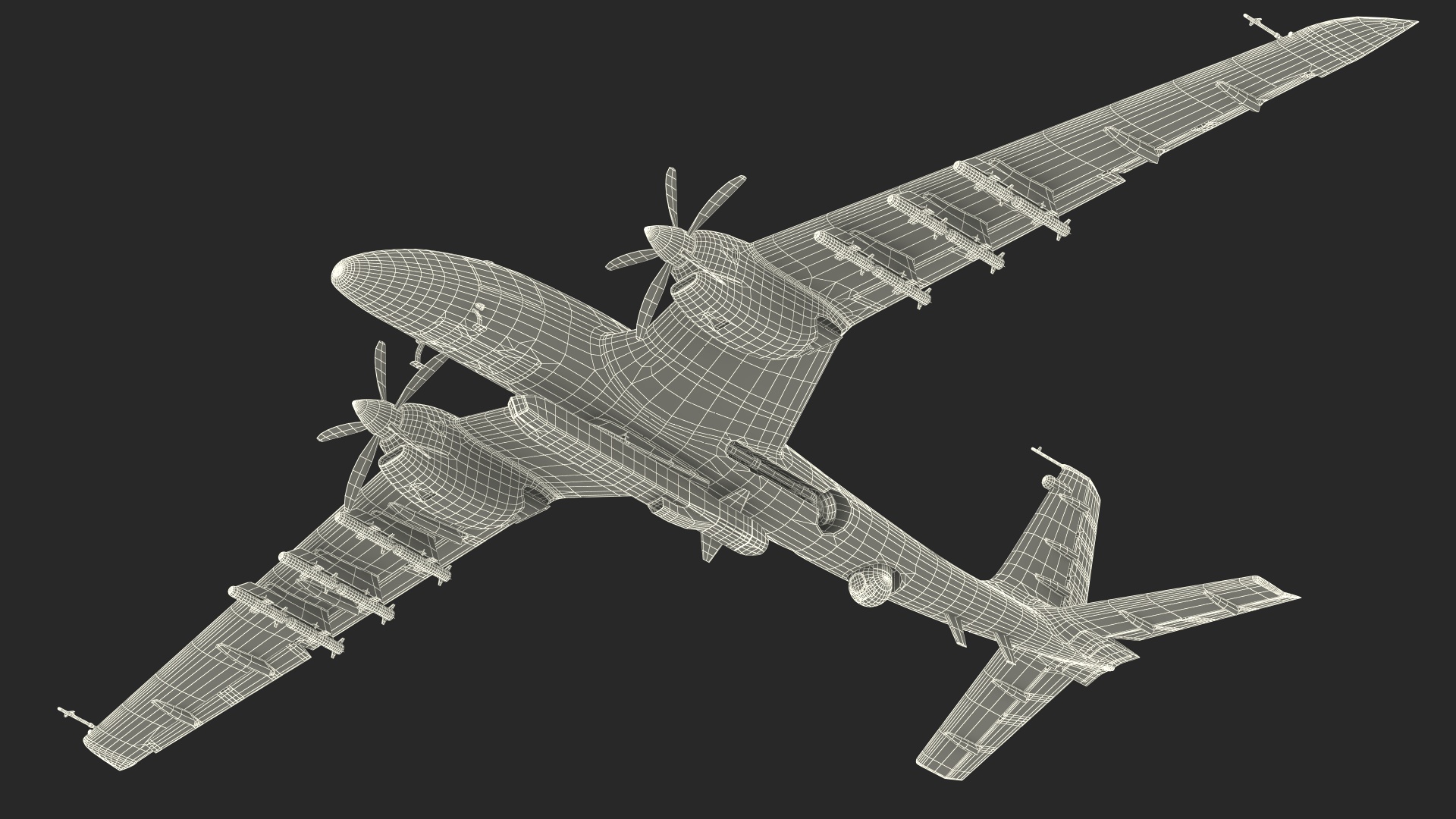 Tactical Aerial Combat Drone Rigged for Cinema 4D 3D model