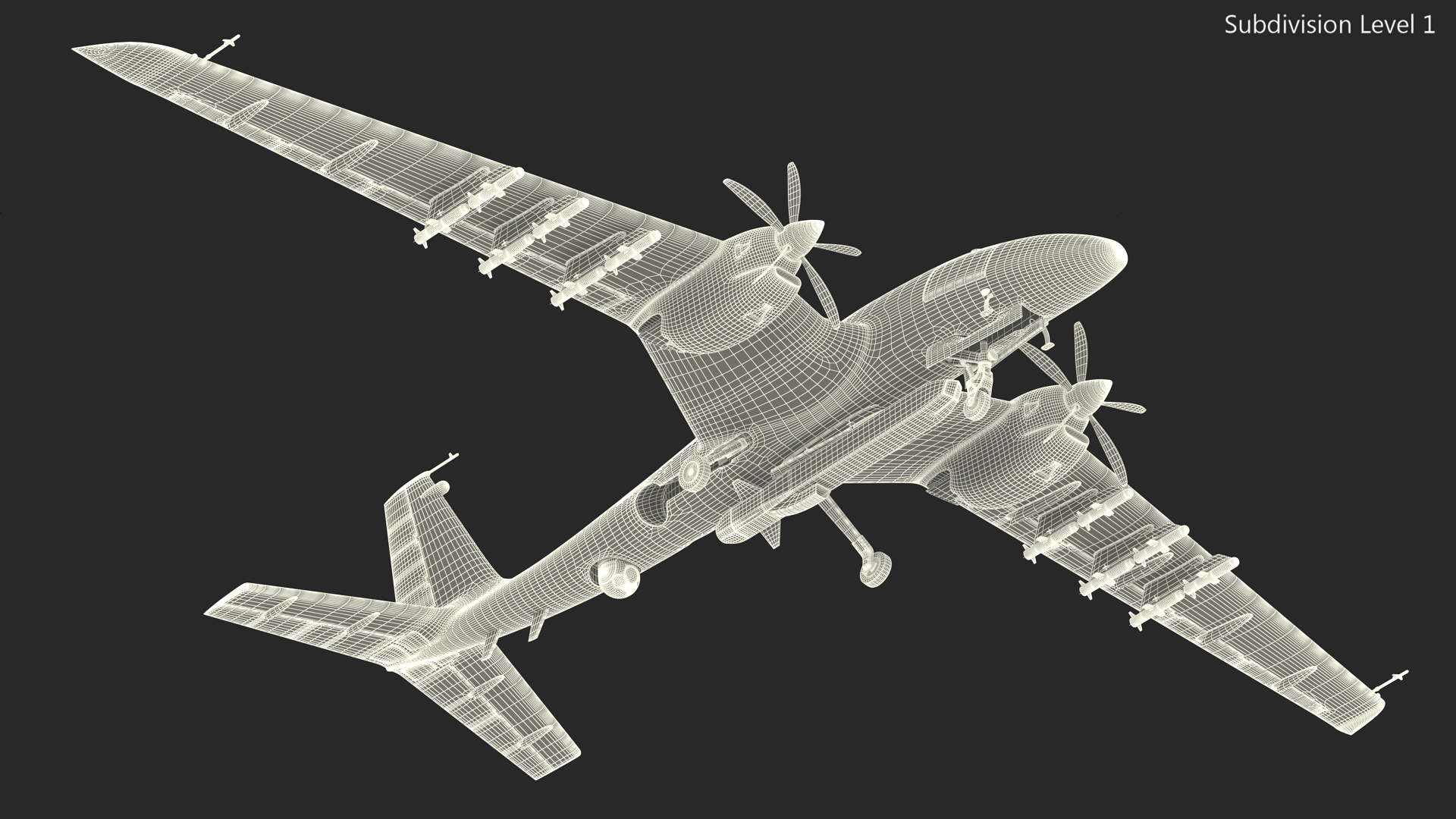 Tactical Aerial Combat Drone Rigged for Cinema 4D 3D model