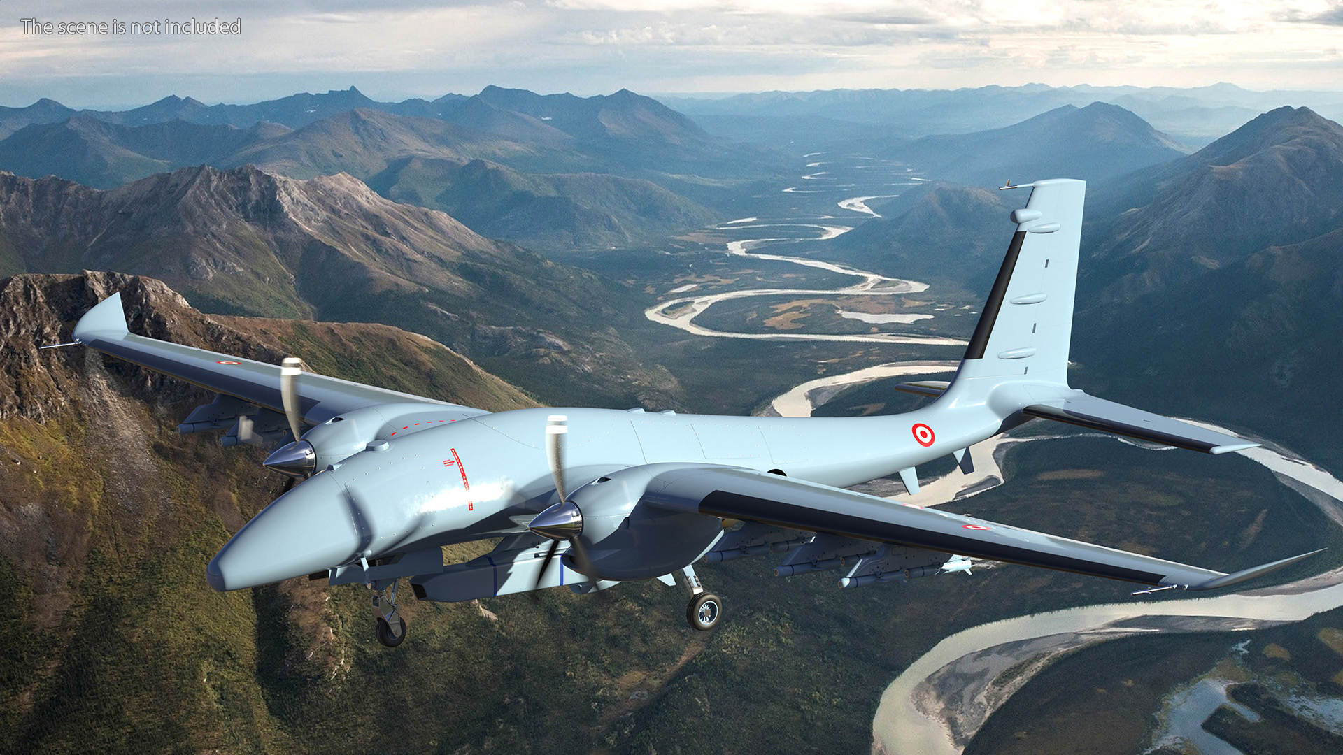Tactical Aerial Combat Drone Rigged for Cinema 4D 3D model