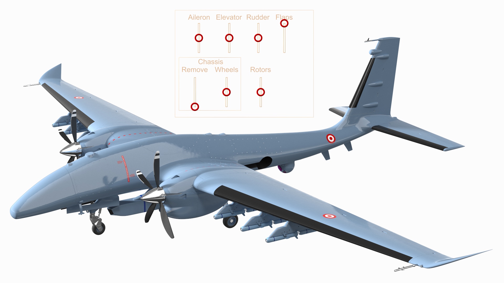Tactical Aerial Combat Drone Rigged for Cinema 4D 3D model