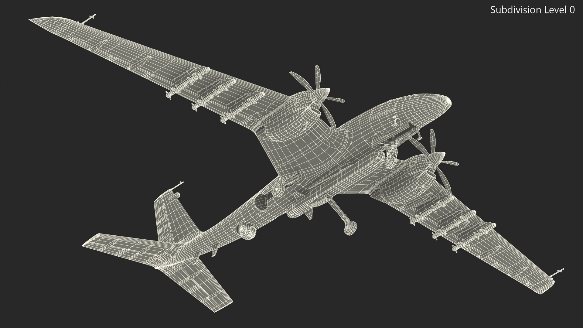 Tactical Aerial Combat Drone Rigged for Cinema 4D 3D model