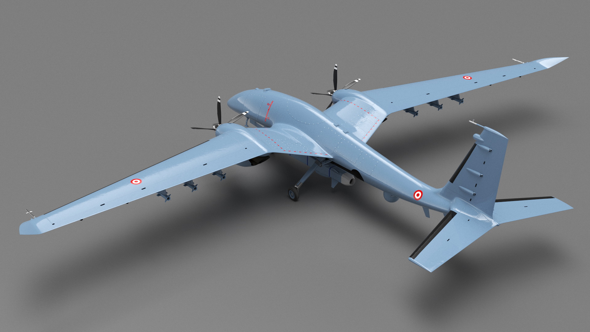 Tactical Aerial Combat Drone Rigged for Cinema 4D 3D model
