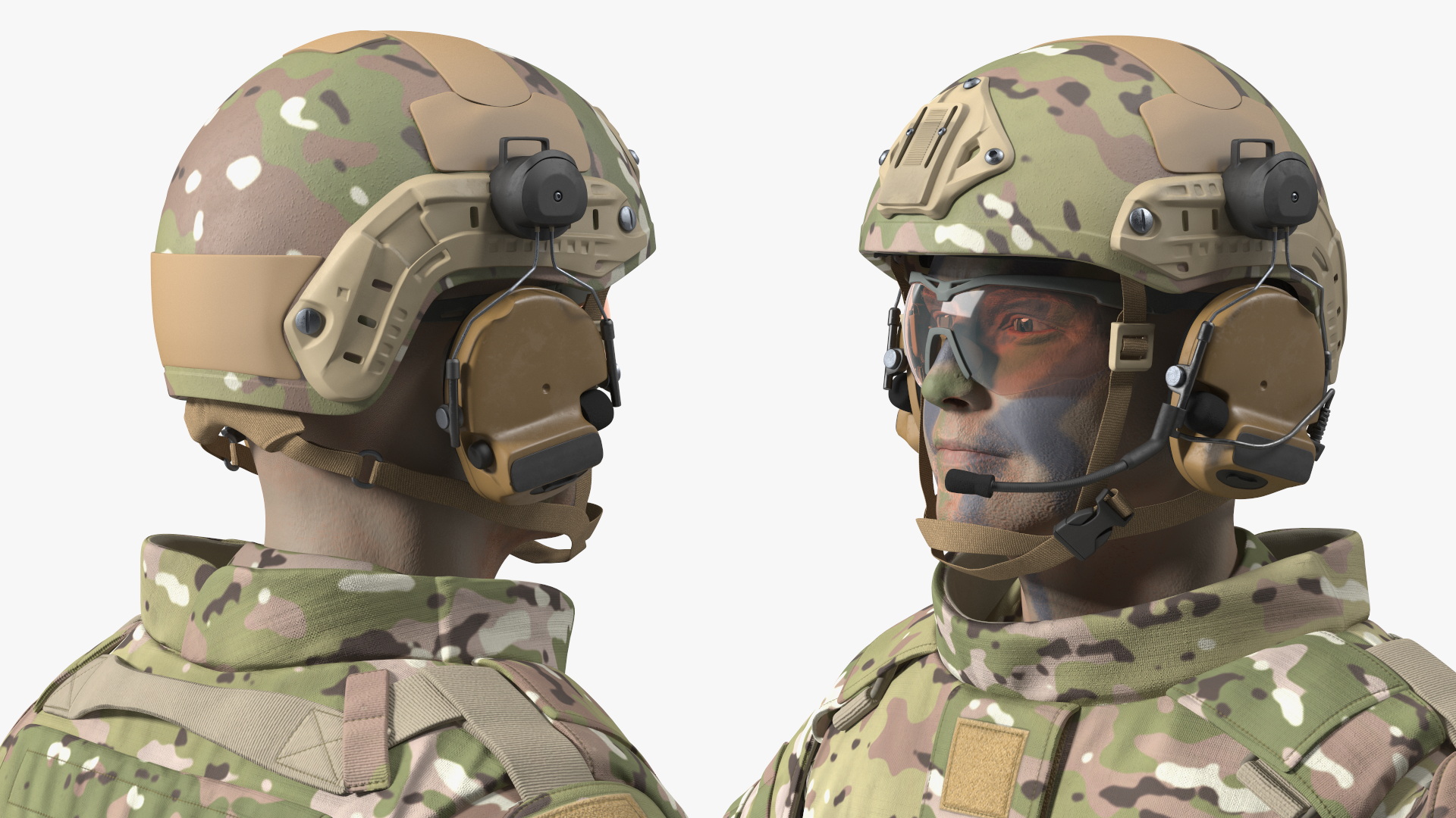 Soldier in Green Tactical Gear and Rifle A-pose 3D