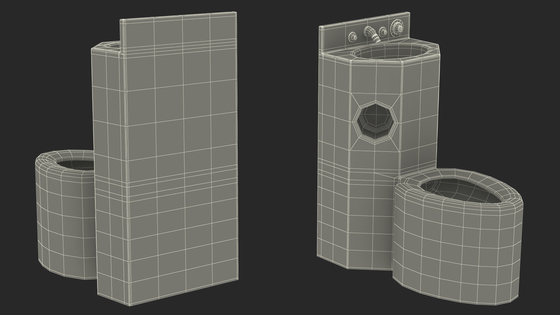 3D Dirty Stainless Steel Prison Toilet Sink Combo