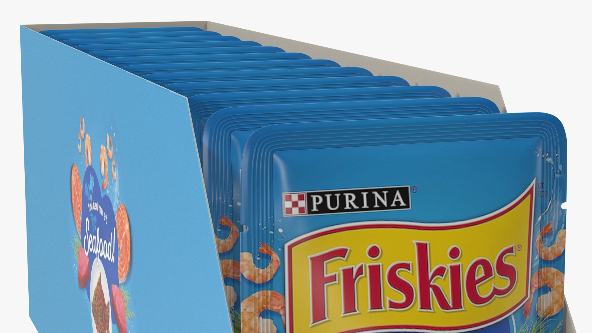 Box of Friskies Cat Food Pouches 3D