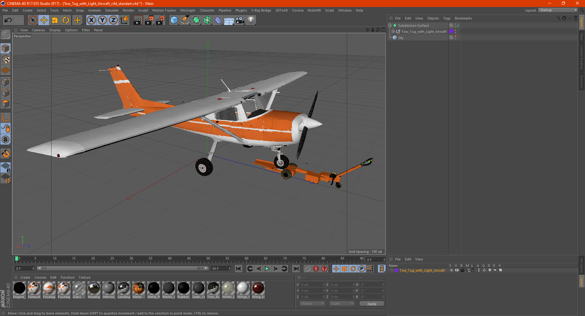 Tow Tug with Light Aircraft 3D