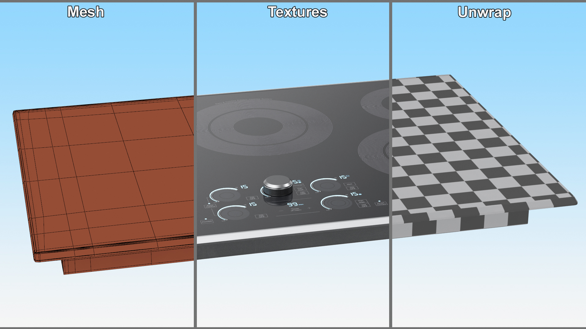 3D Smart Electric Countertop Stove Gray