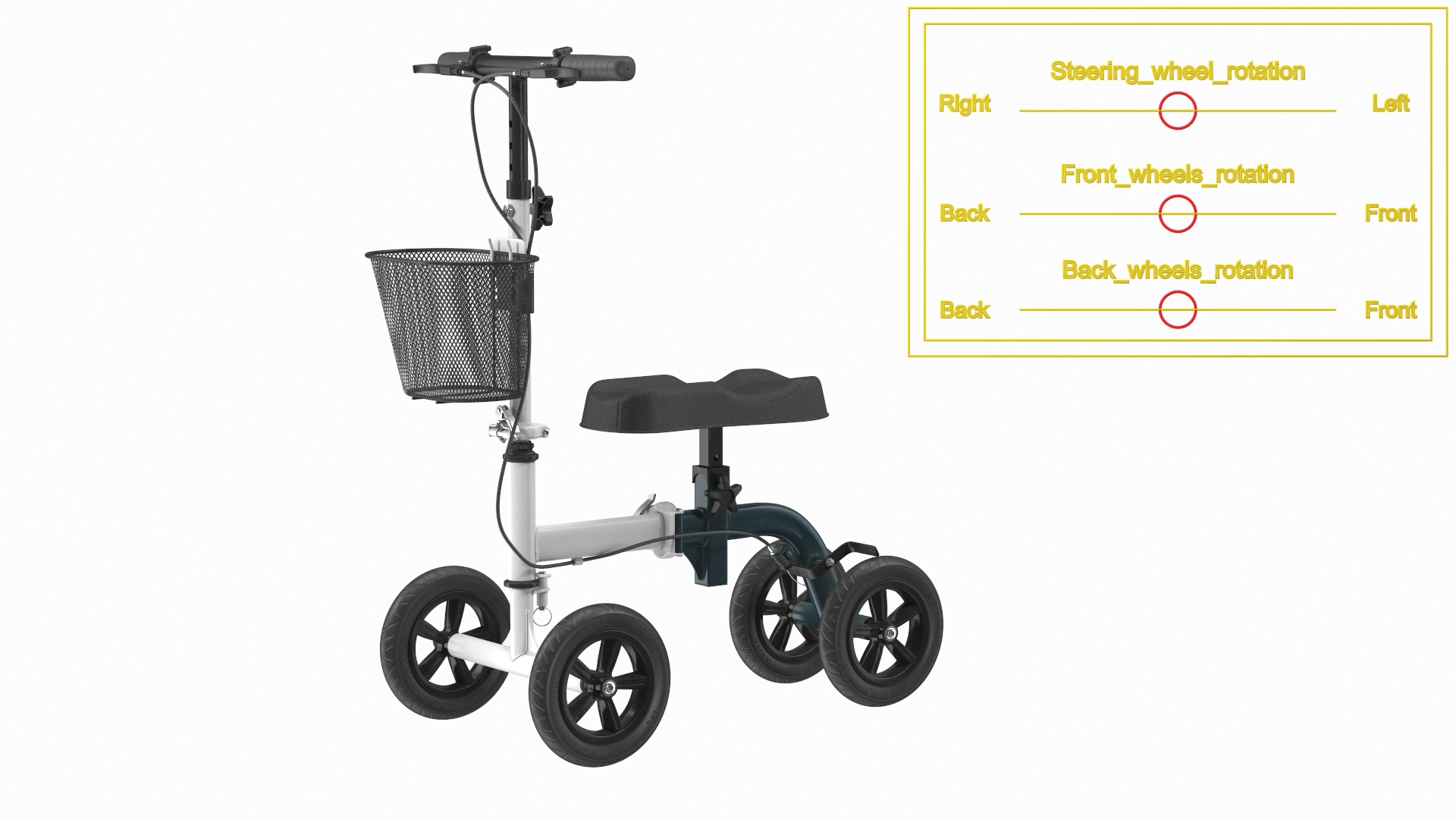 3D model Knee Scooter White Rigged