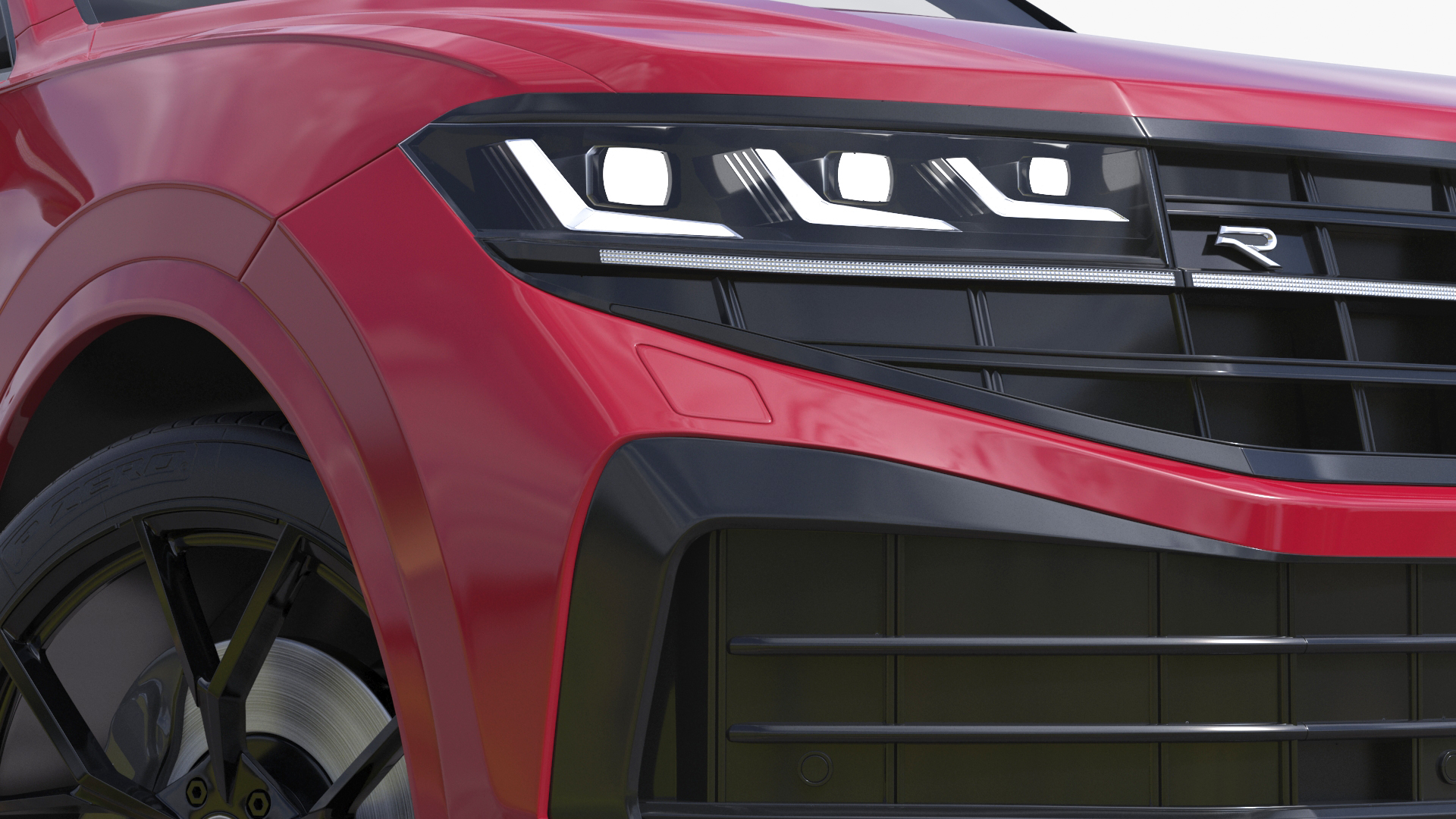 Volkswagen Touareg 2024 Red Lights On Rigged 3D model