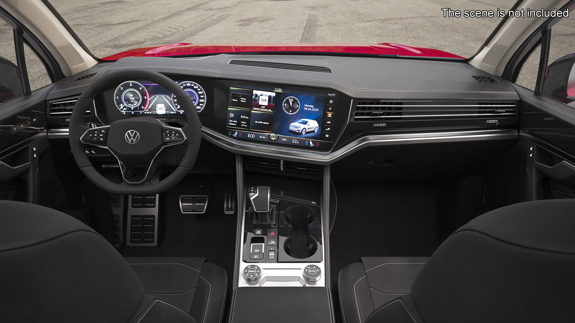 Volkswagen Touareg 2024 Red Lights On Rigged 3D model