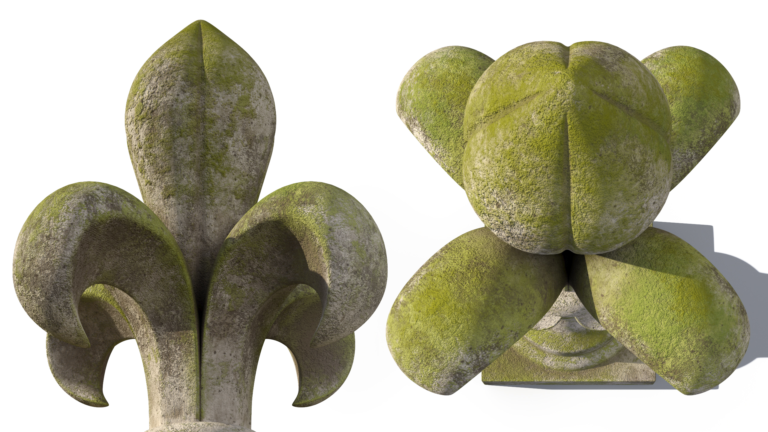 3D Fleur De Lis Finial Mossy Stone