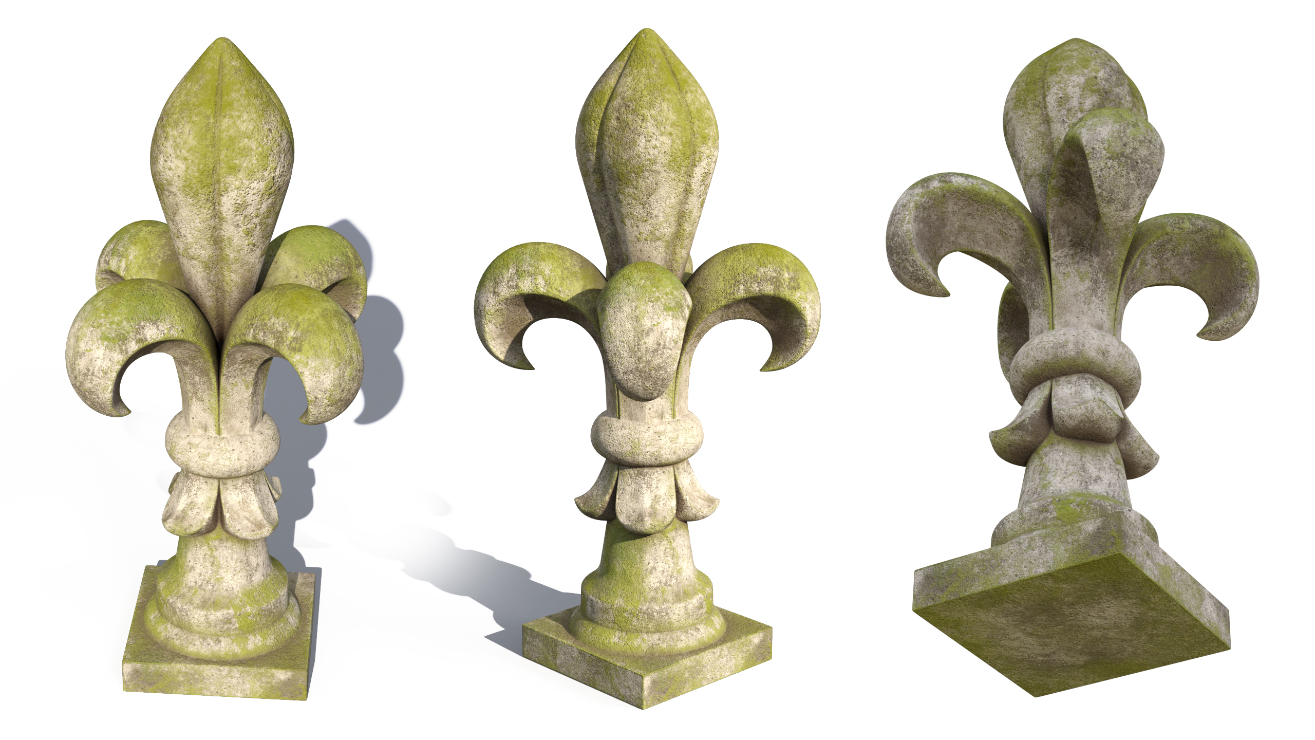 3D Fleur De Lis Finial Mossy Stone