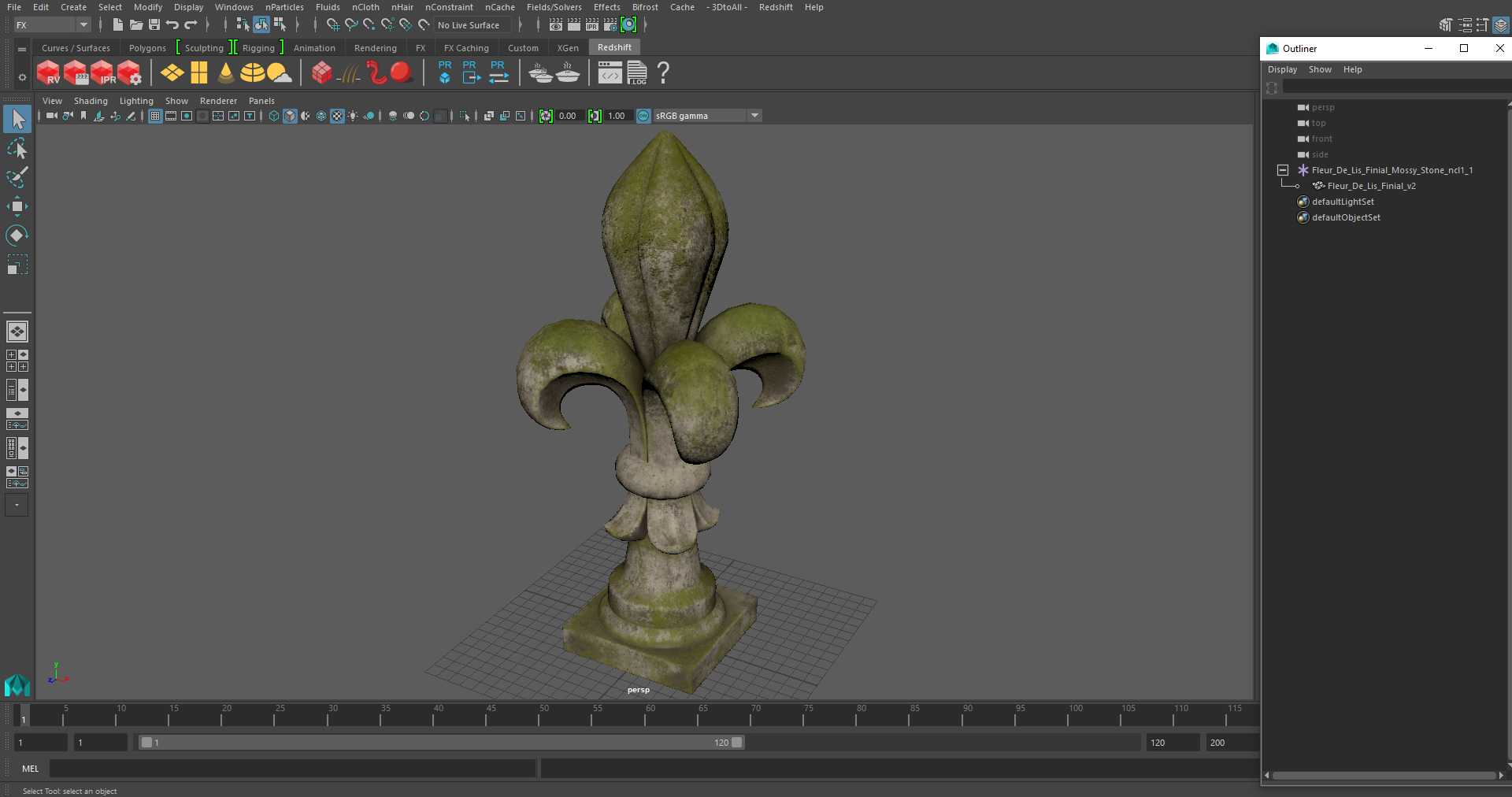 3D Fleur De Lis Finial Mossy Stone