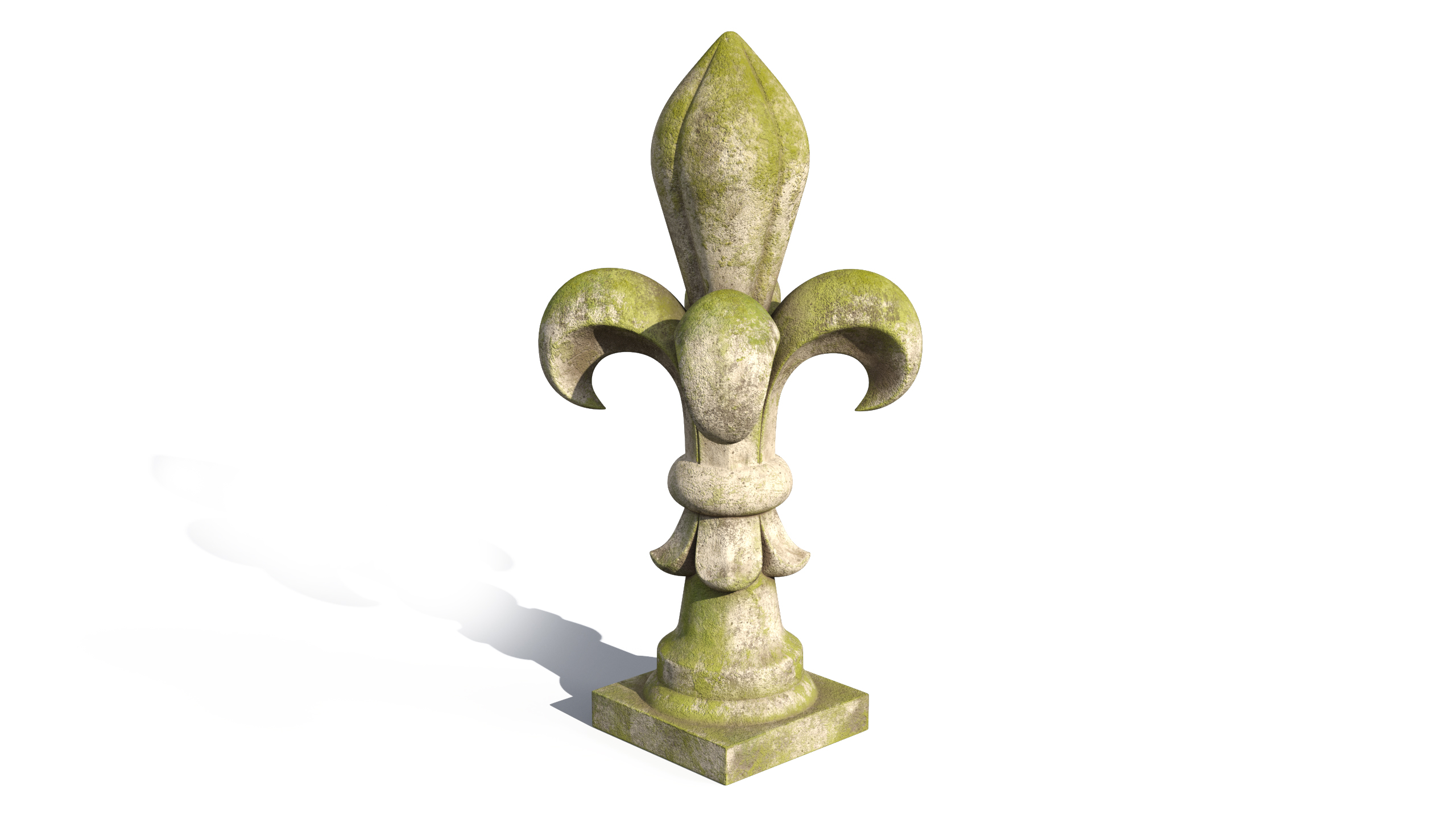 3D Fleur De Lis Finial Mossy Stone