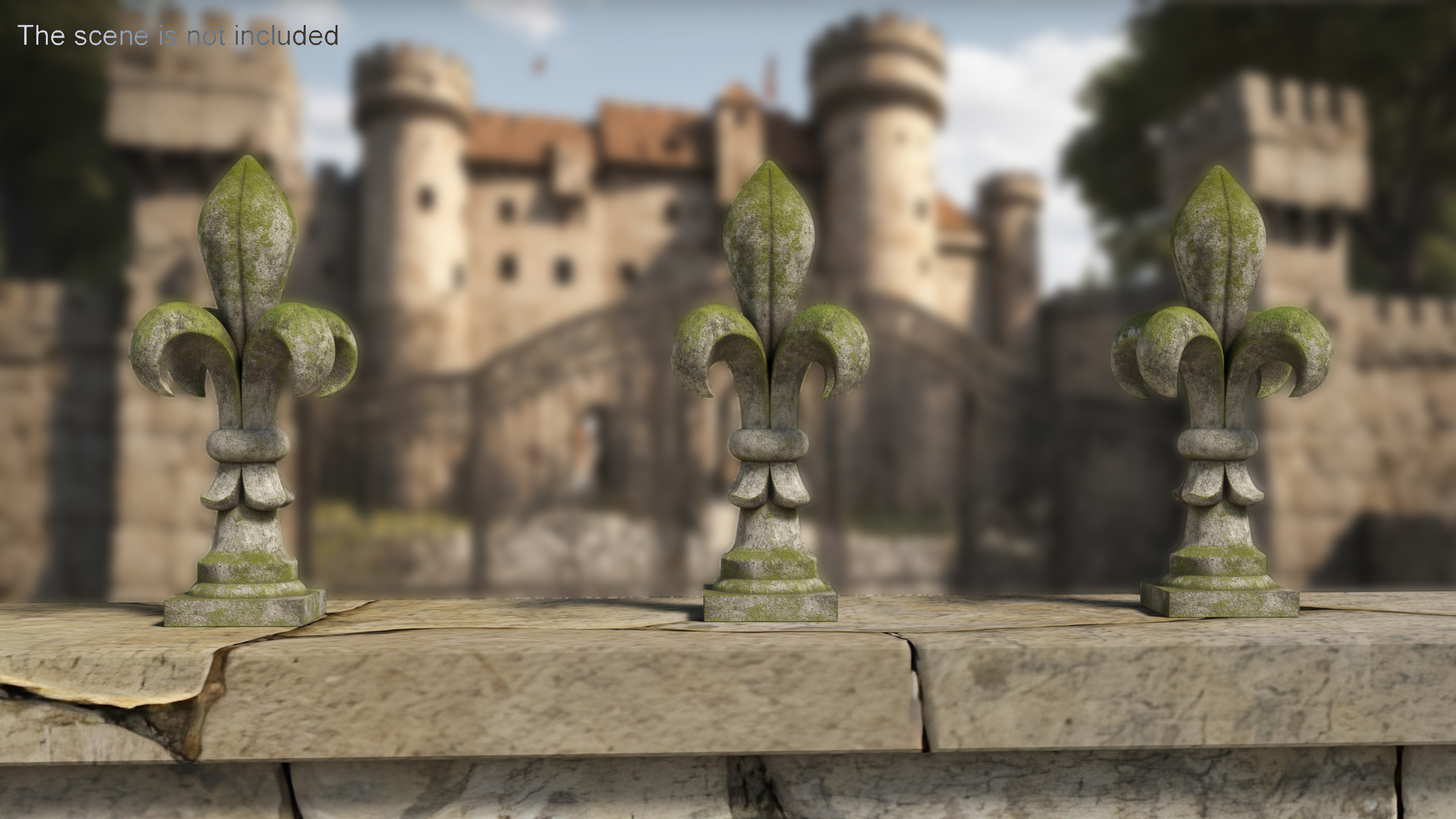 3D Fleur De Lis Finial Mossy Stone