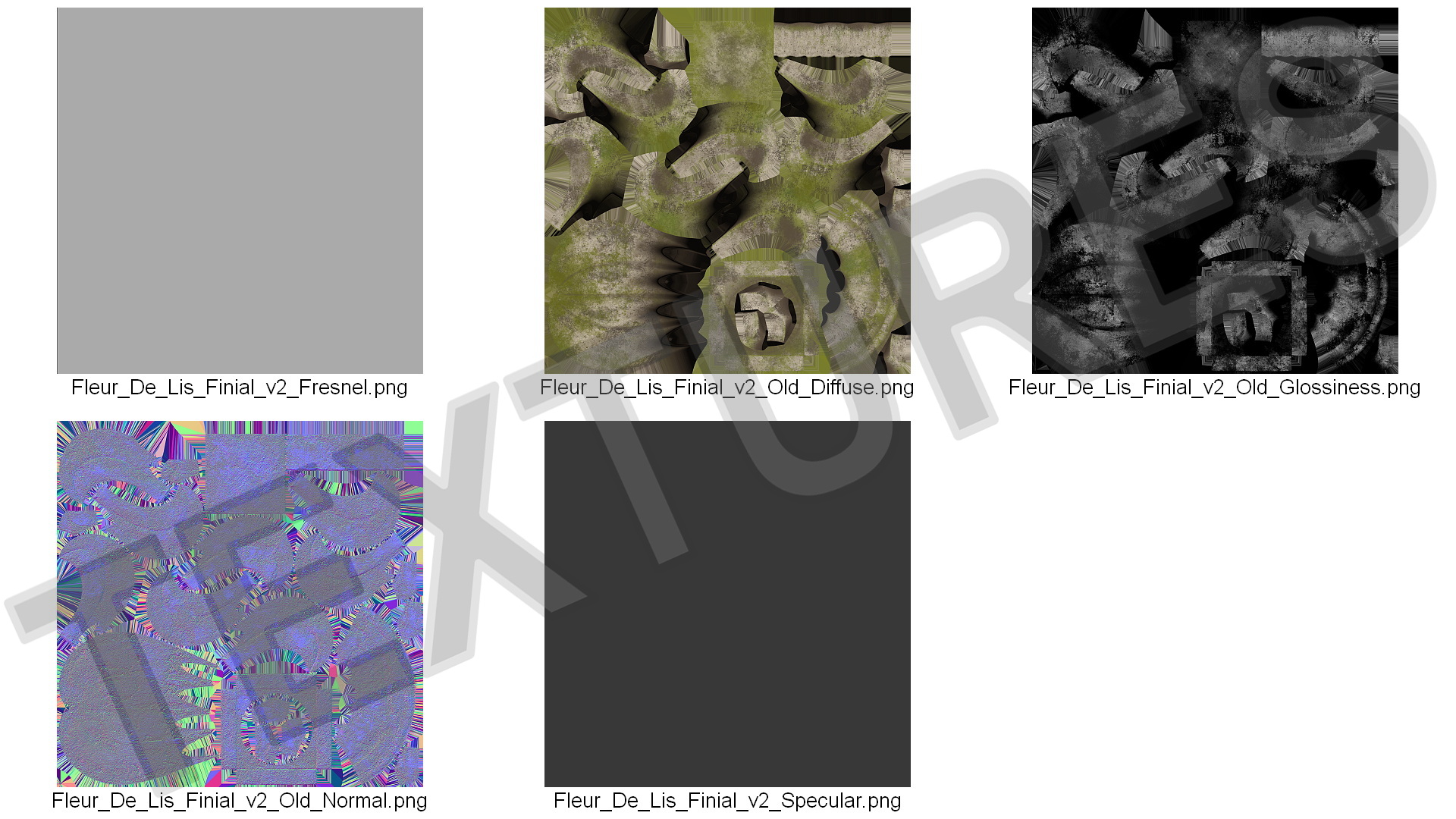 3D Fleur De Lis Finial Mossy Stone
