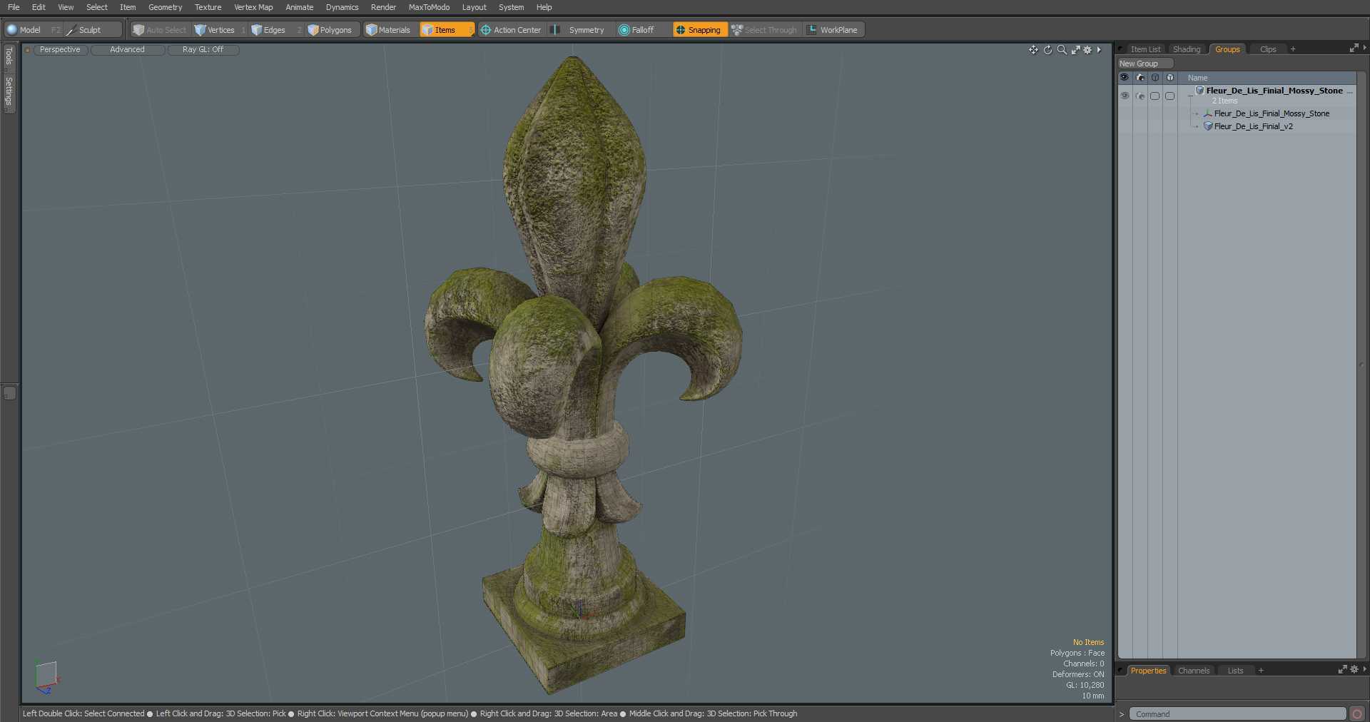 3D Fleur De Lis Finial Mossy Stone