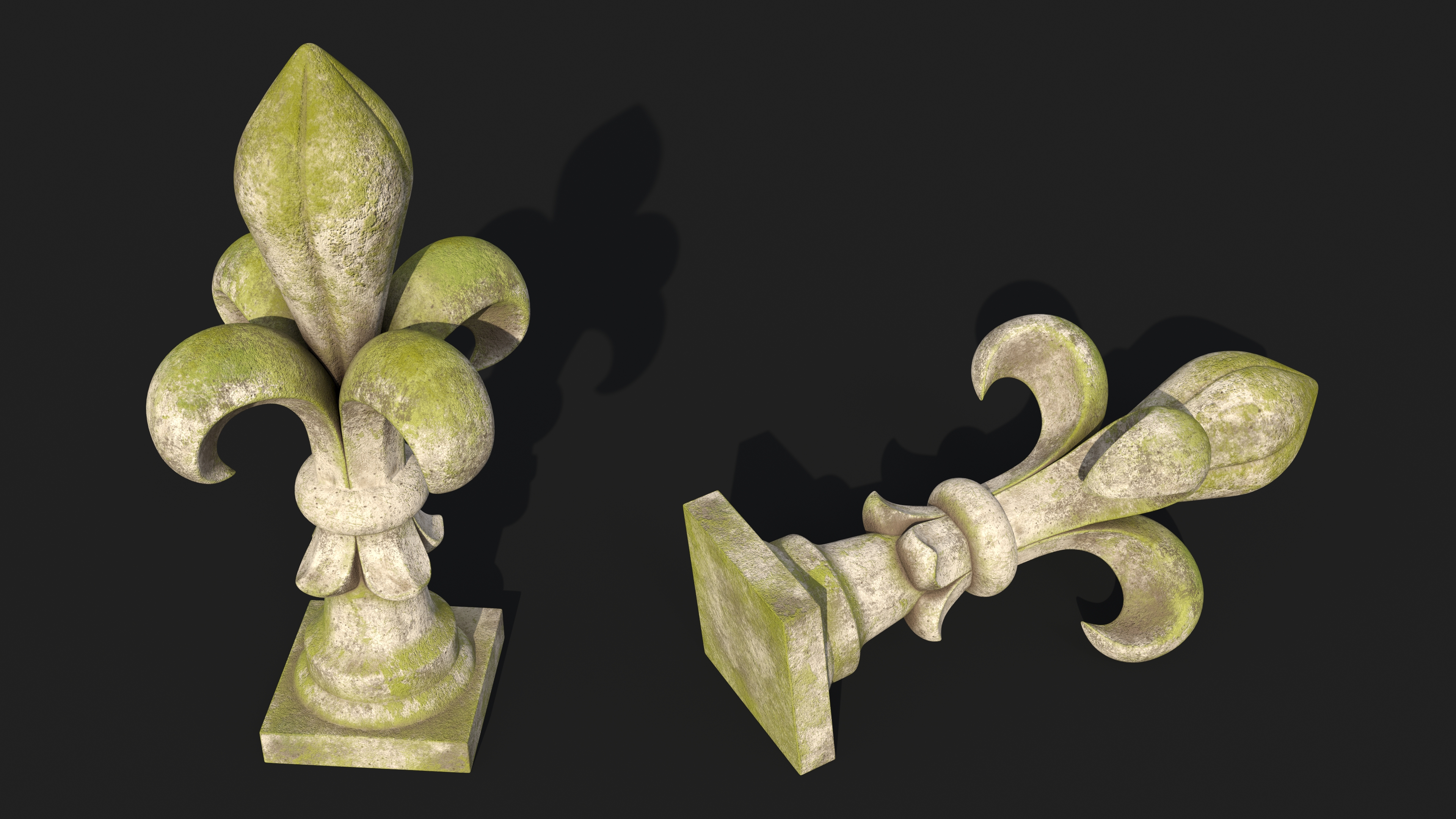 3D Fleur De Lis Finial Mossy Stone