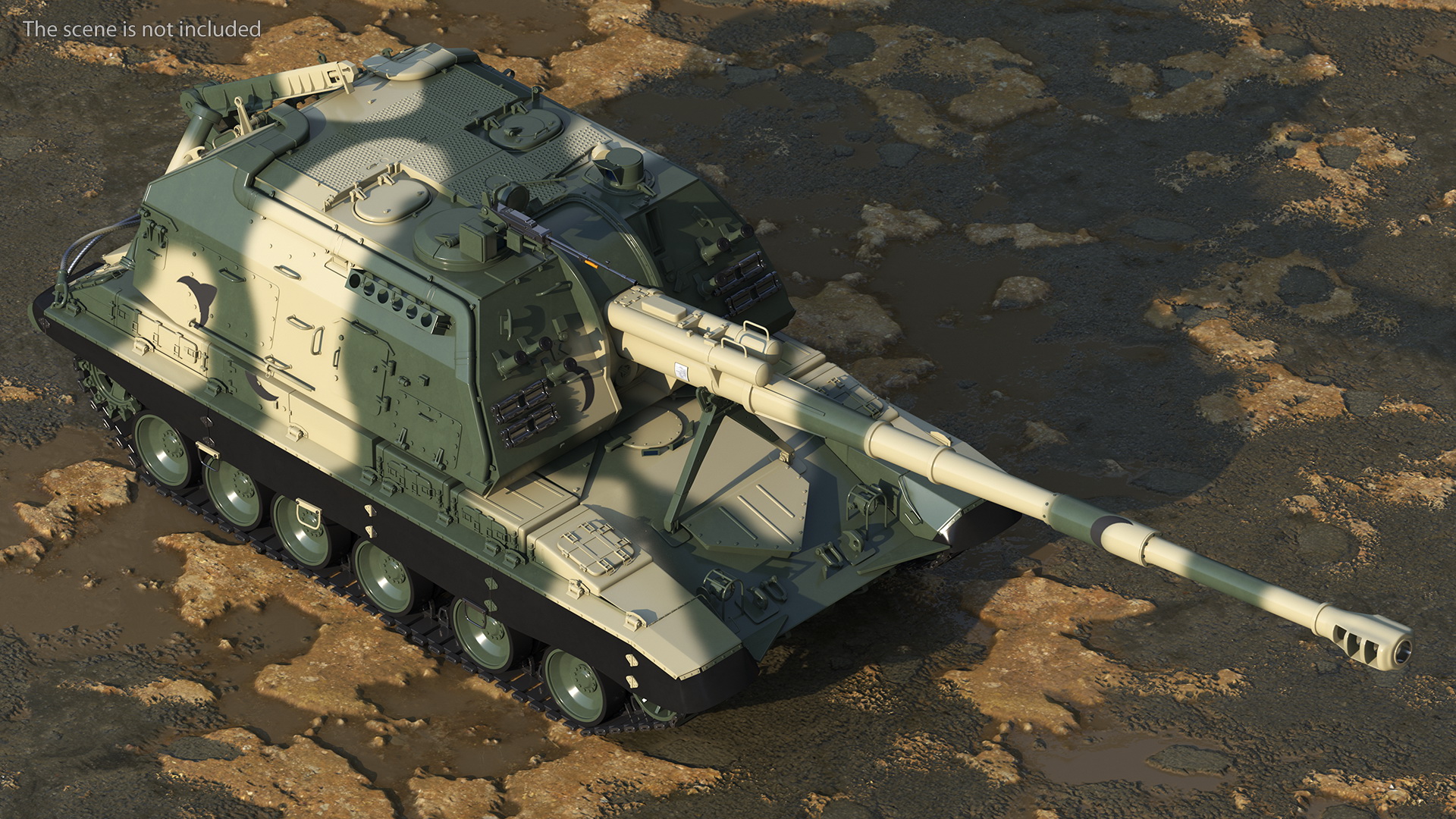 3D 2S19 Msta Green Camouflage Rigged model