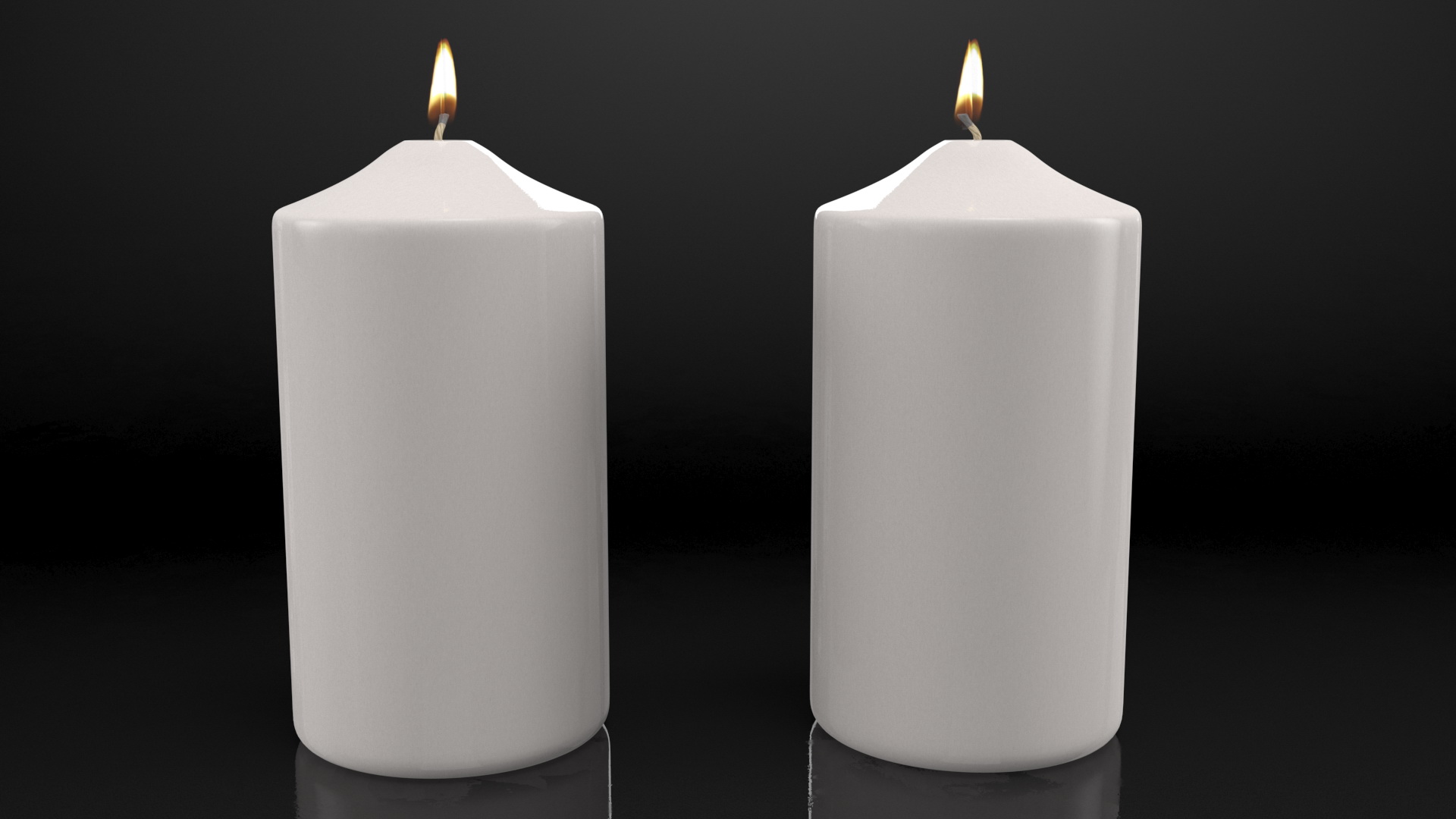 Lit Dome Top Pillar Candle White 3D