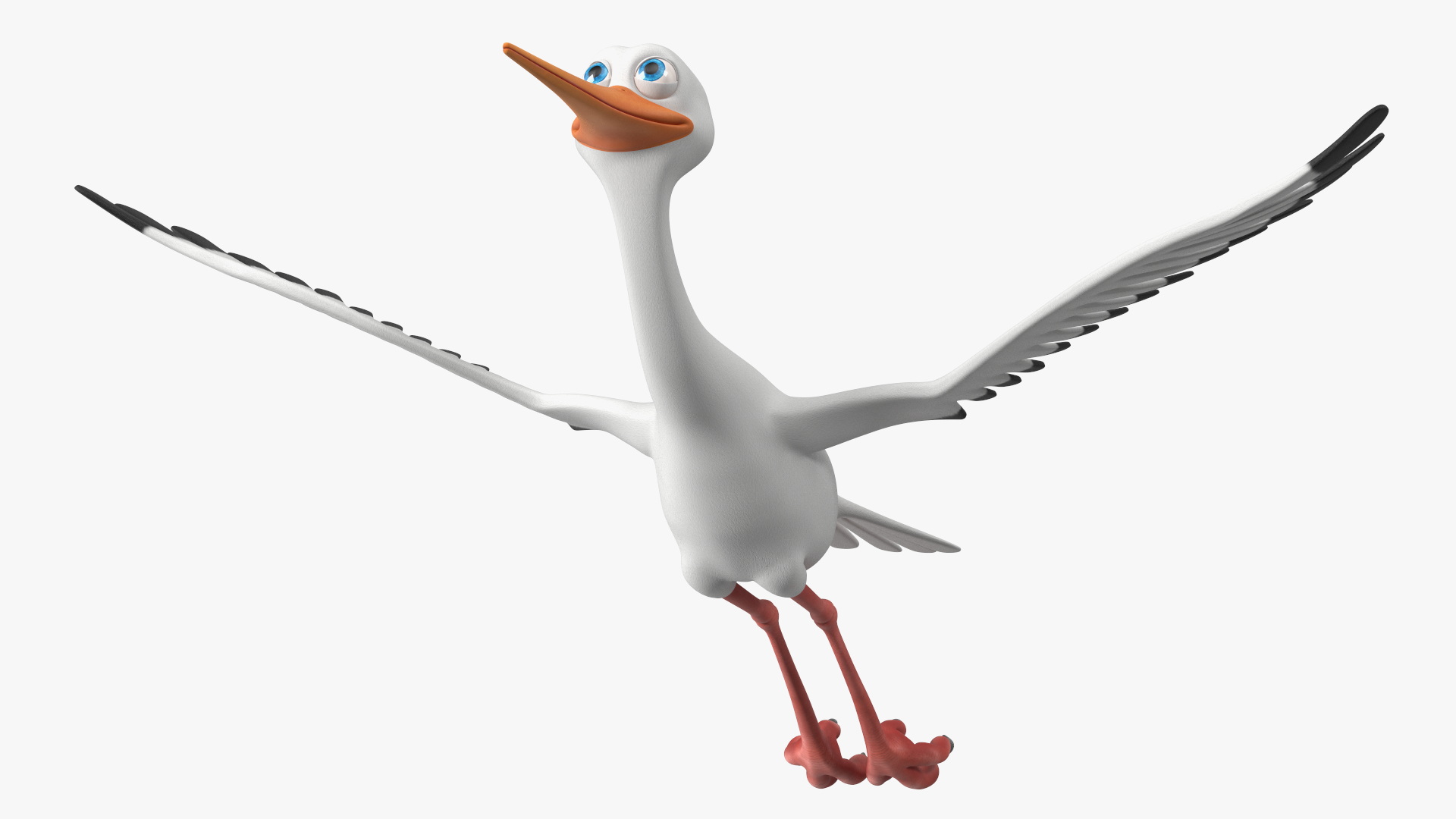 3D model Flying Pose Cartoon Stork
