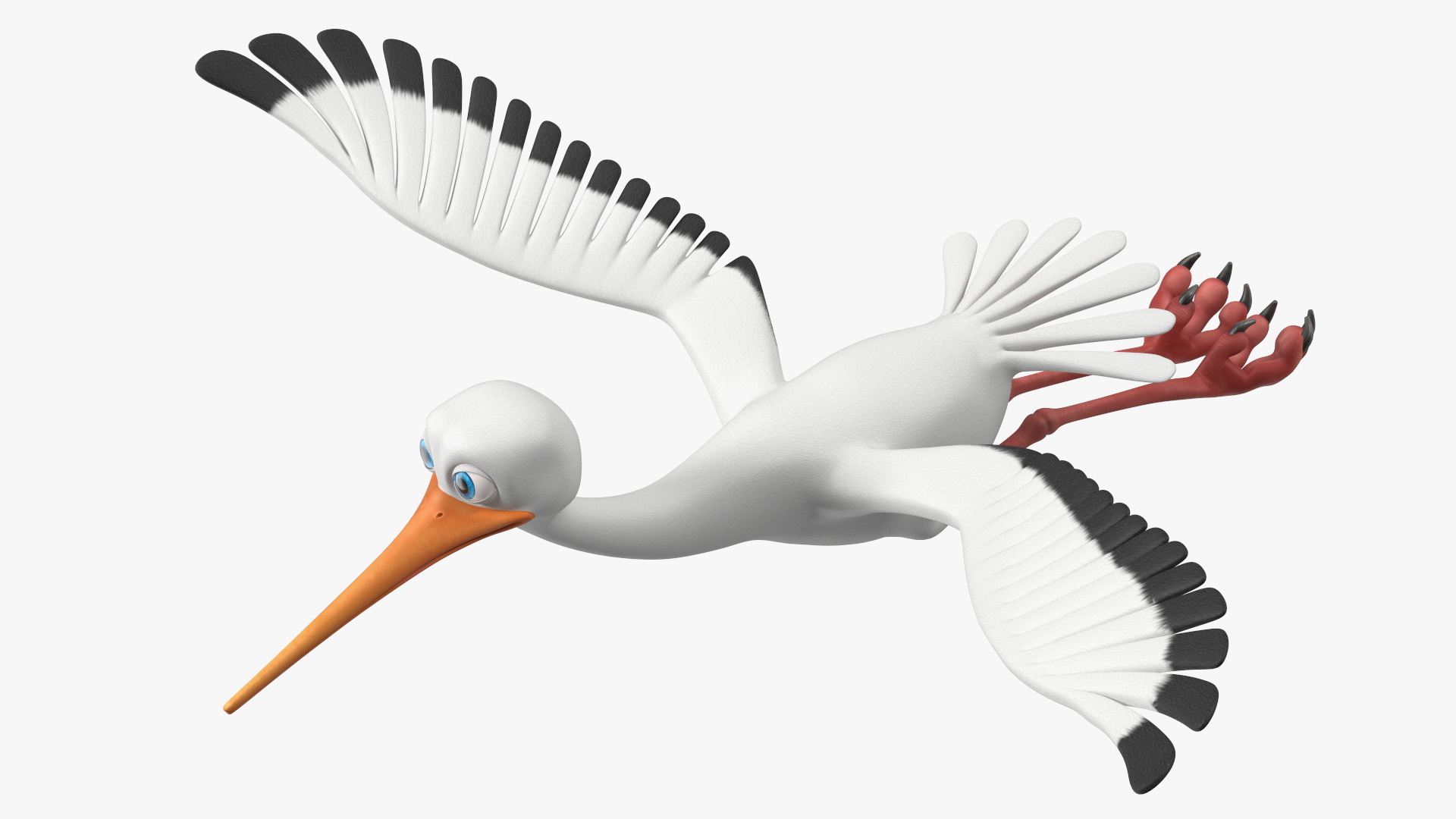 3D model Flying Pose Cartoon Stork