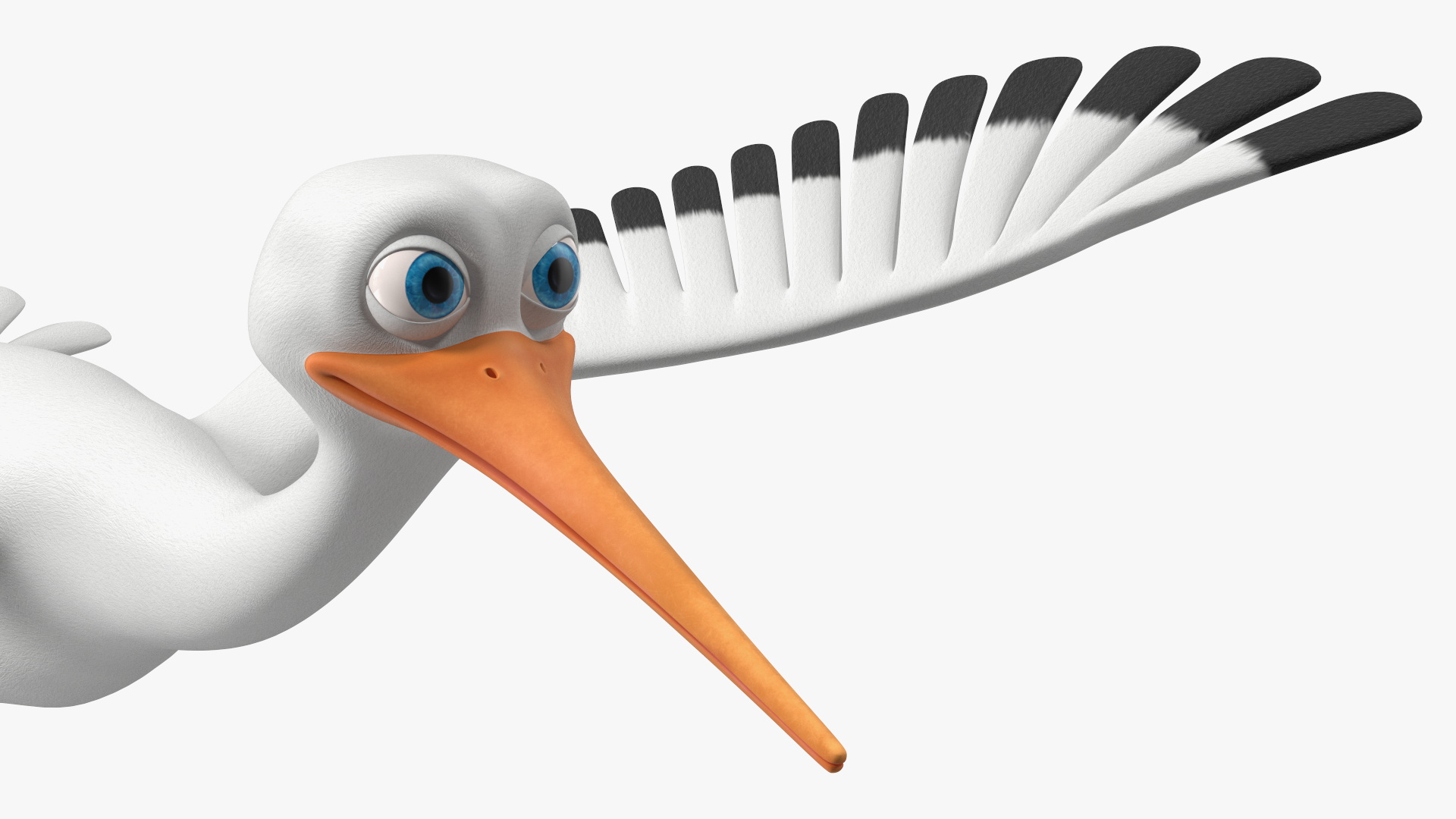 3D model Flying Pose Cartoon Stork