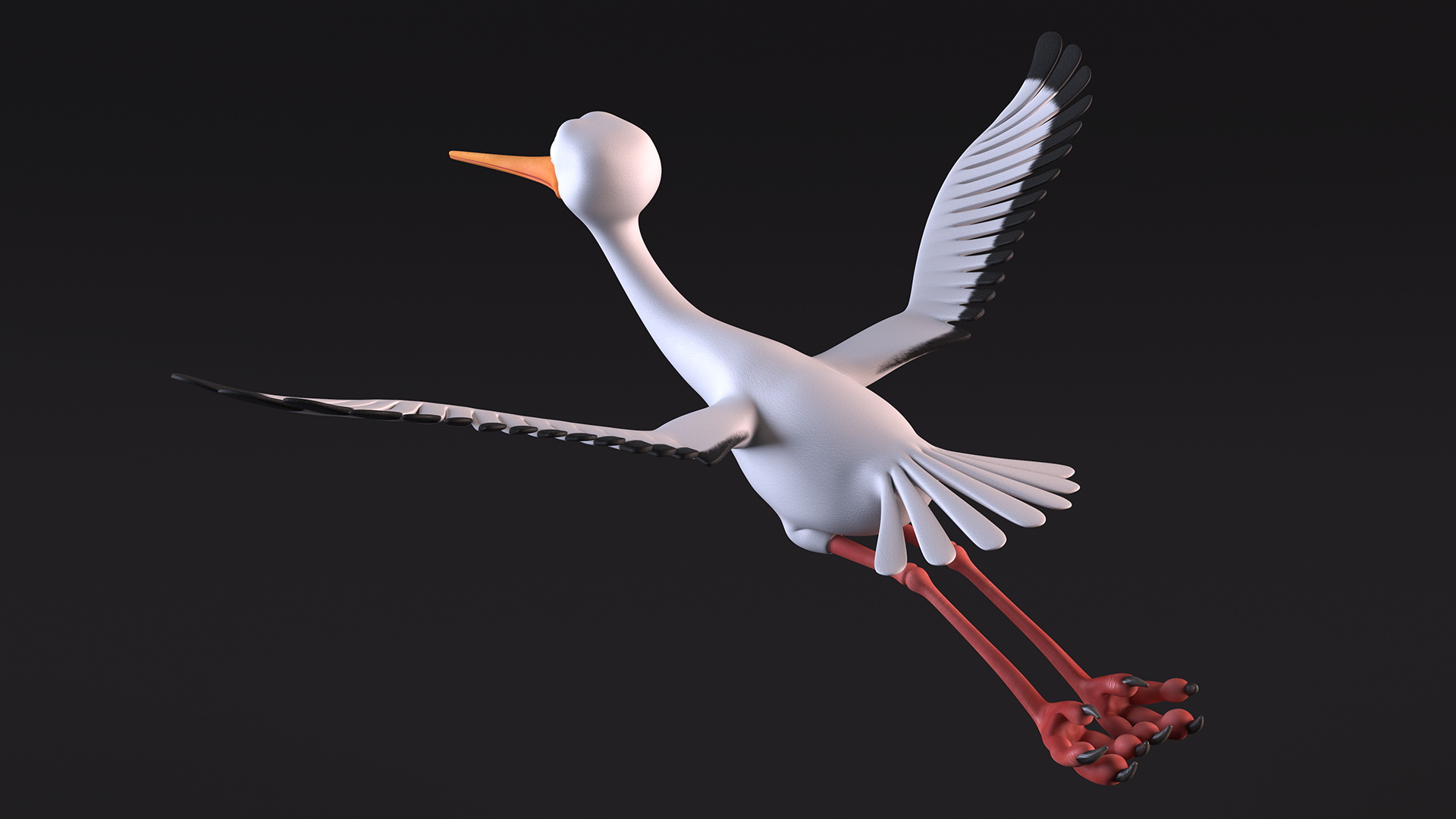 3D model Flying Pose Cartoon Stork