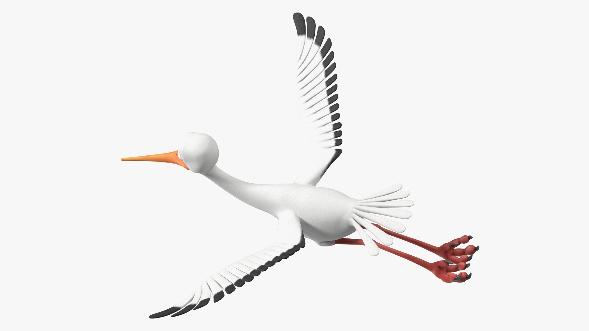 3D model Flying Pose Cartoon Stork