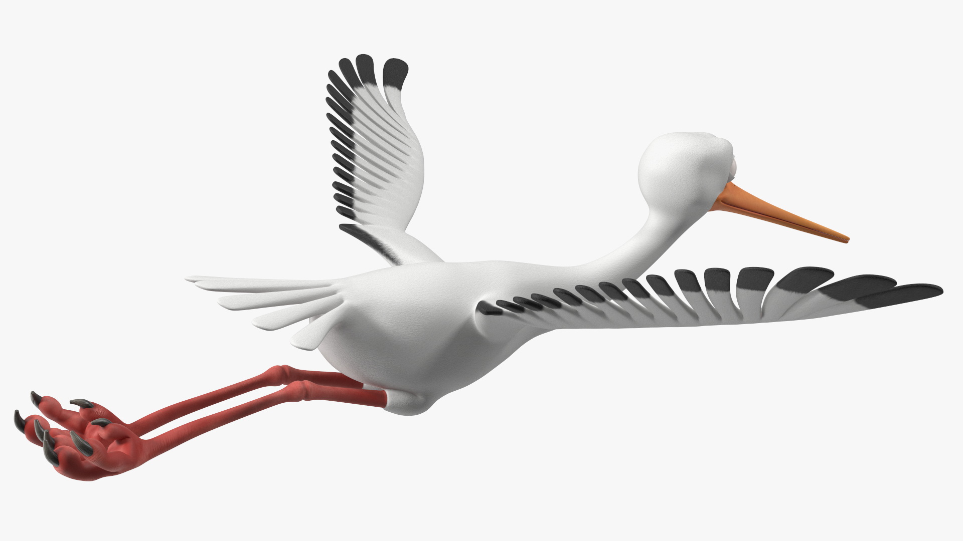 3D model Flying Pose Cartoon Stork